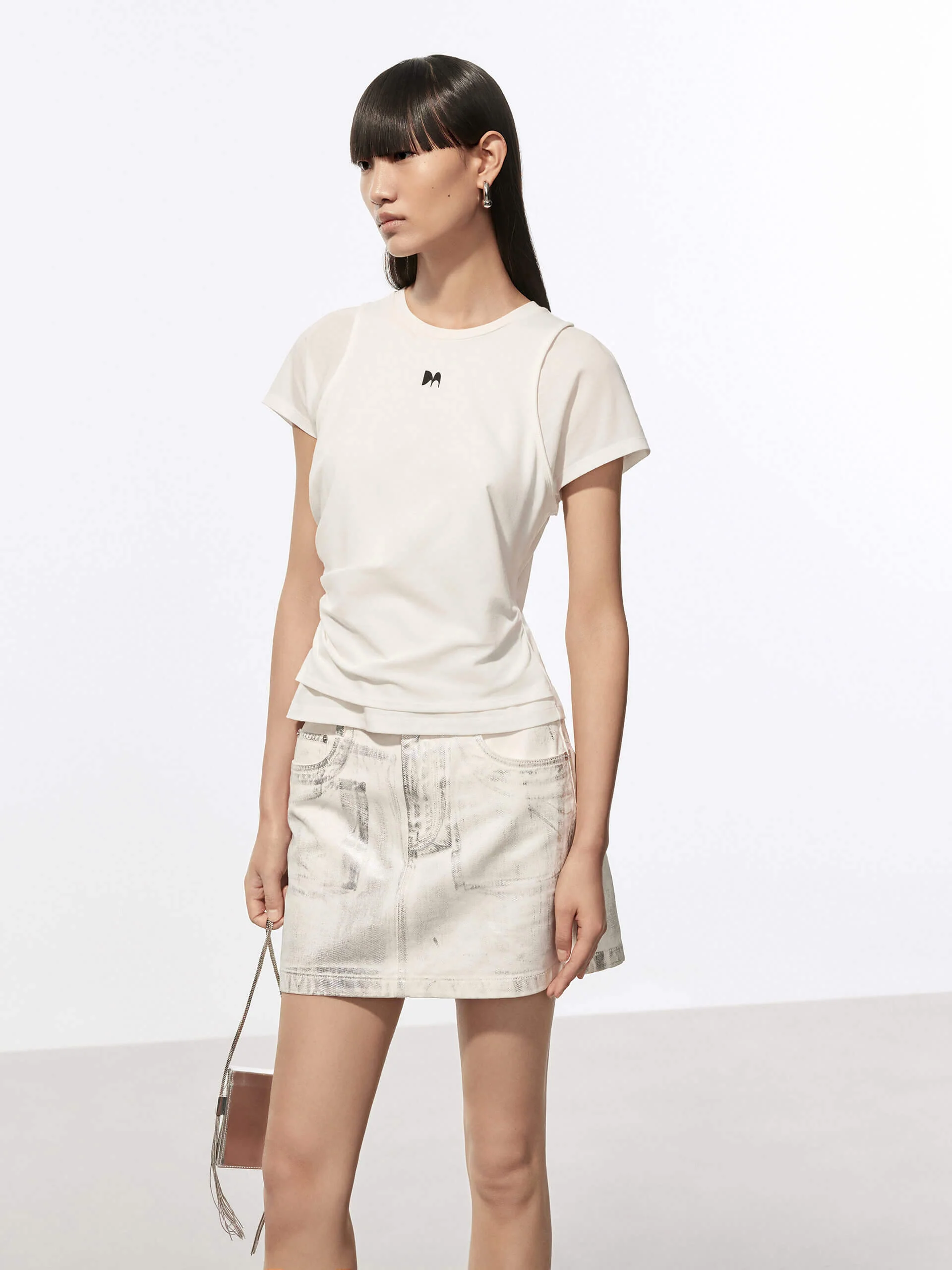 Layered Detail Cotton T-shirt - Image 6