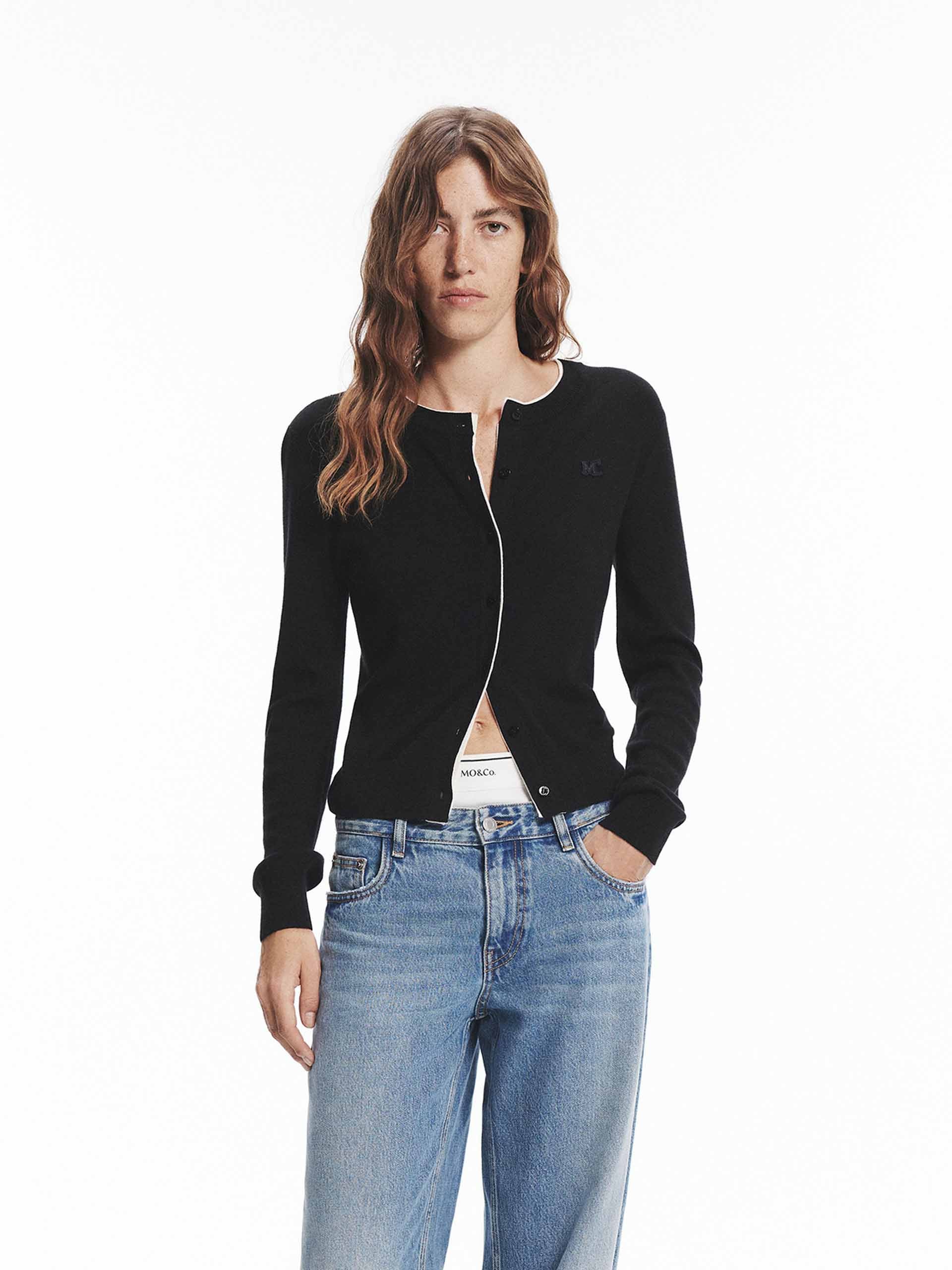 Layered Detail Knitted Cardigan - Image 2