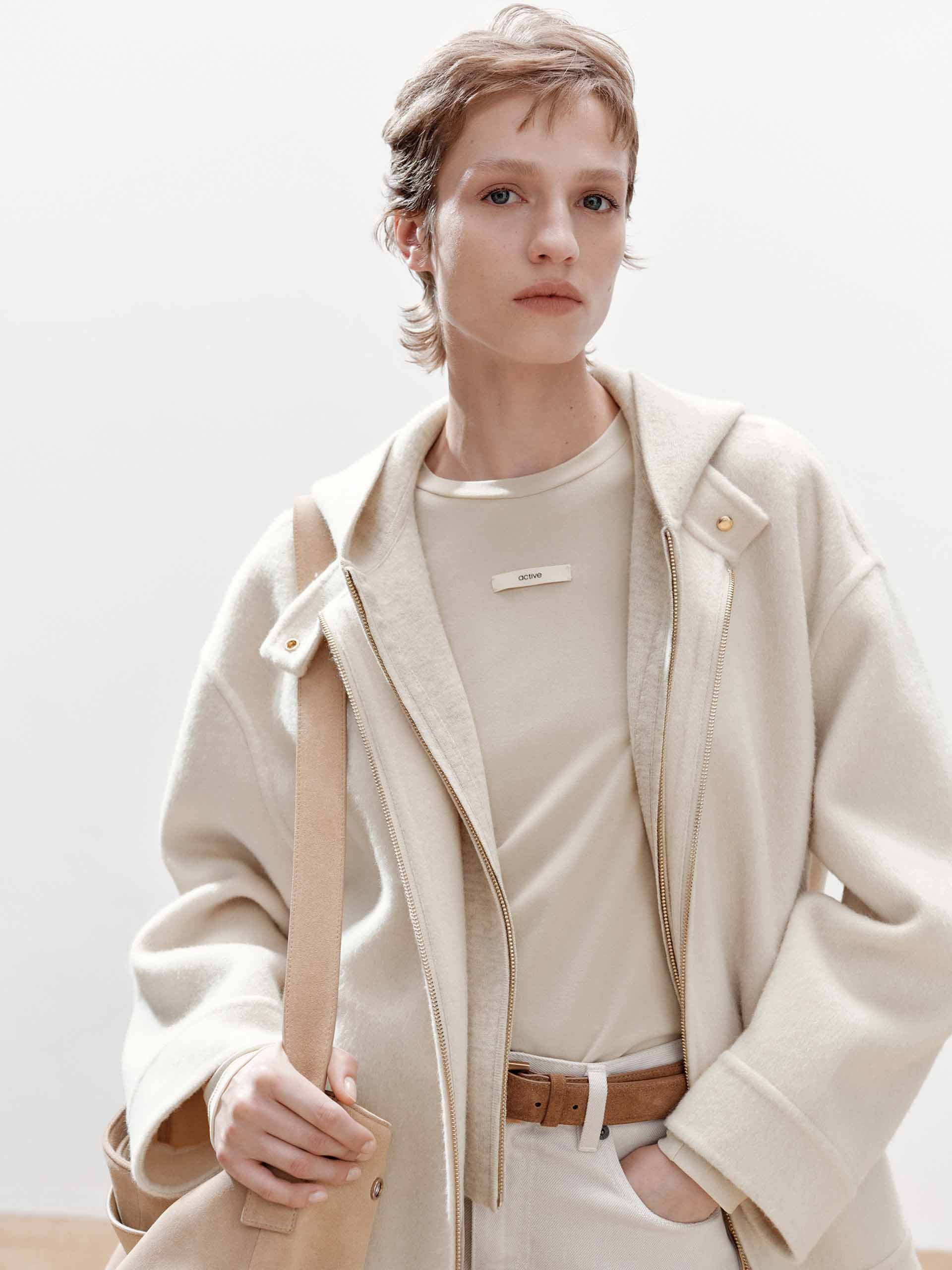 Layered Detail Wool Blend Coat - Image 15