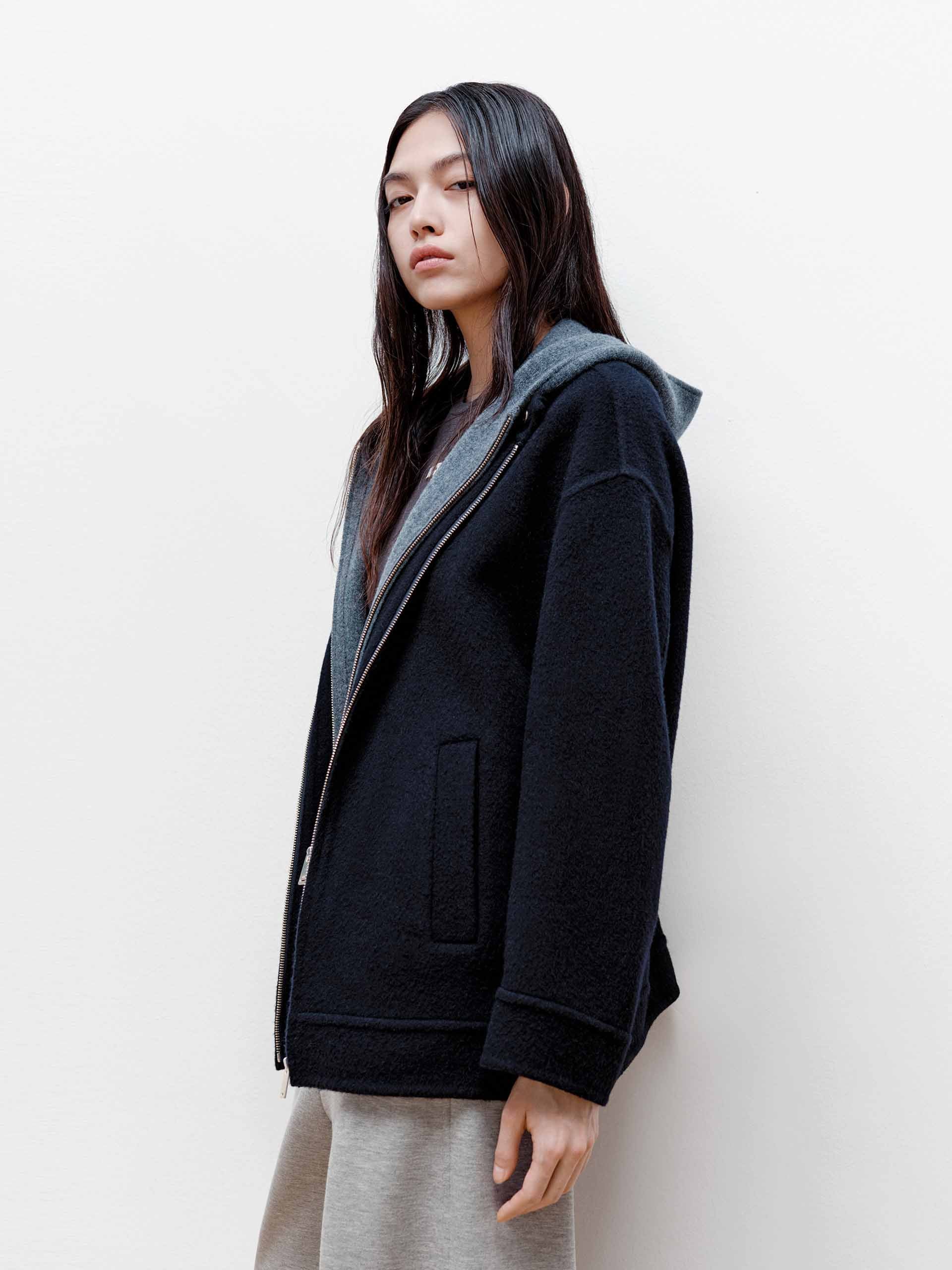 Layered Detail Wool Blend Coat - Image 7