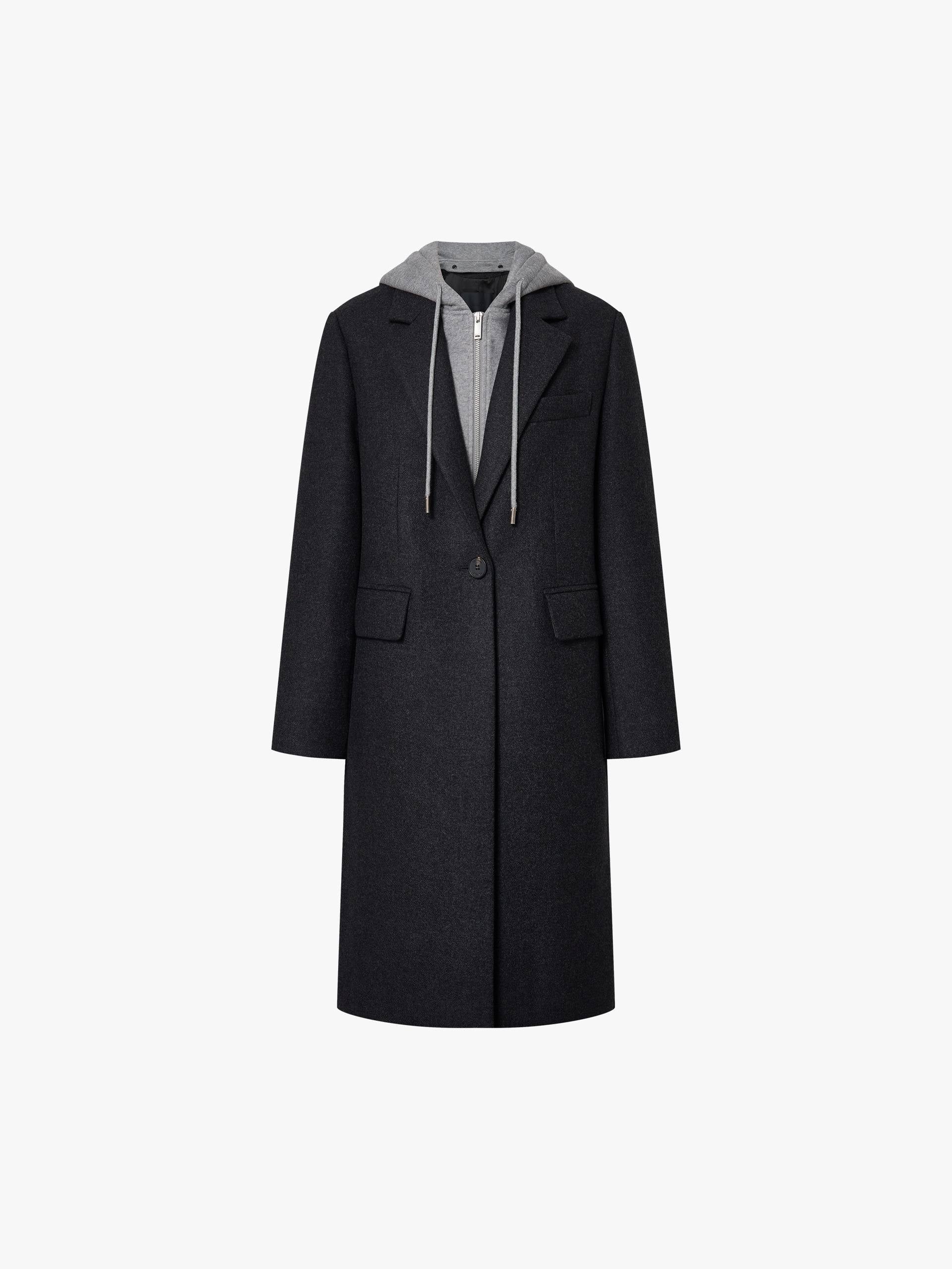 Layered Hooded Wool Coat - Image 5