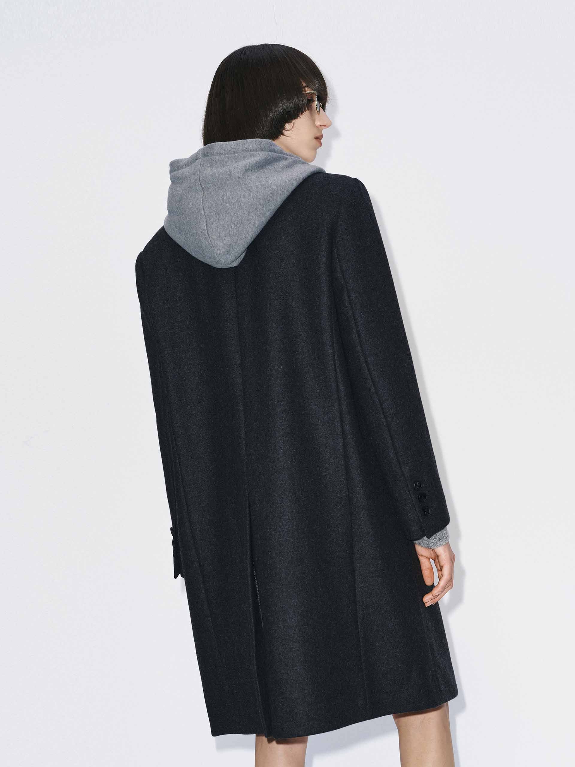 Layered Hooded Wool Coat - Image 6