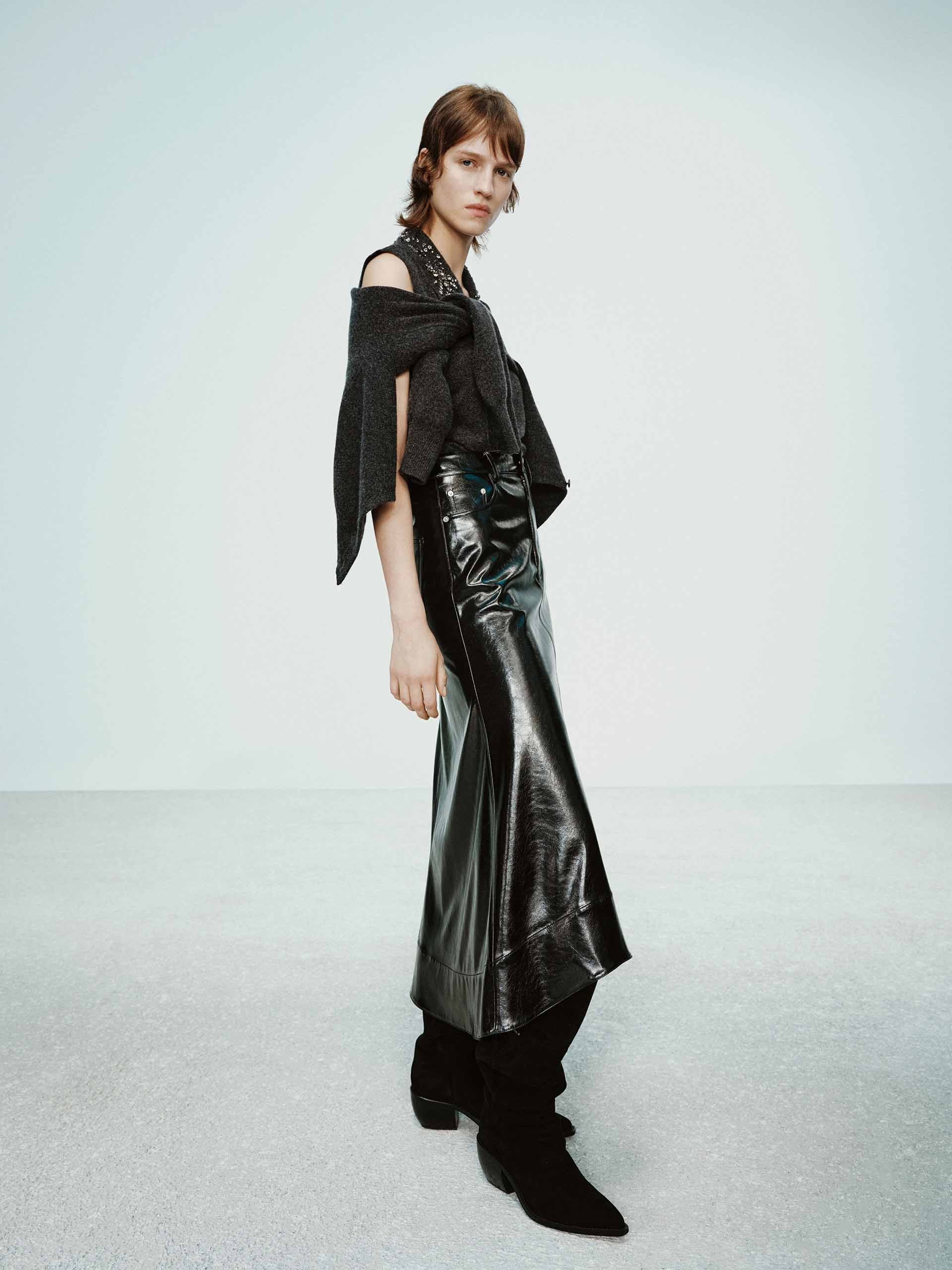 Leather A-line Cut Skirt - Image 9