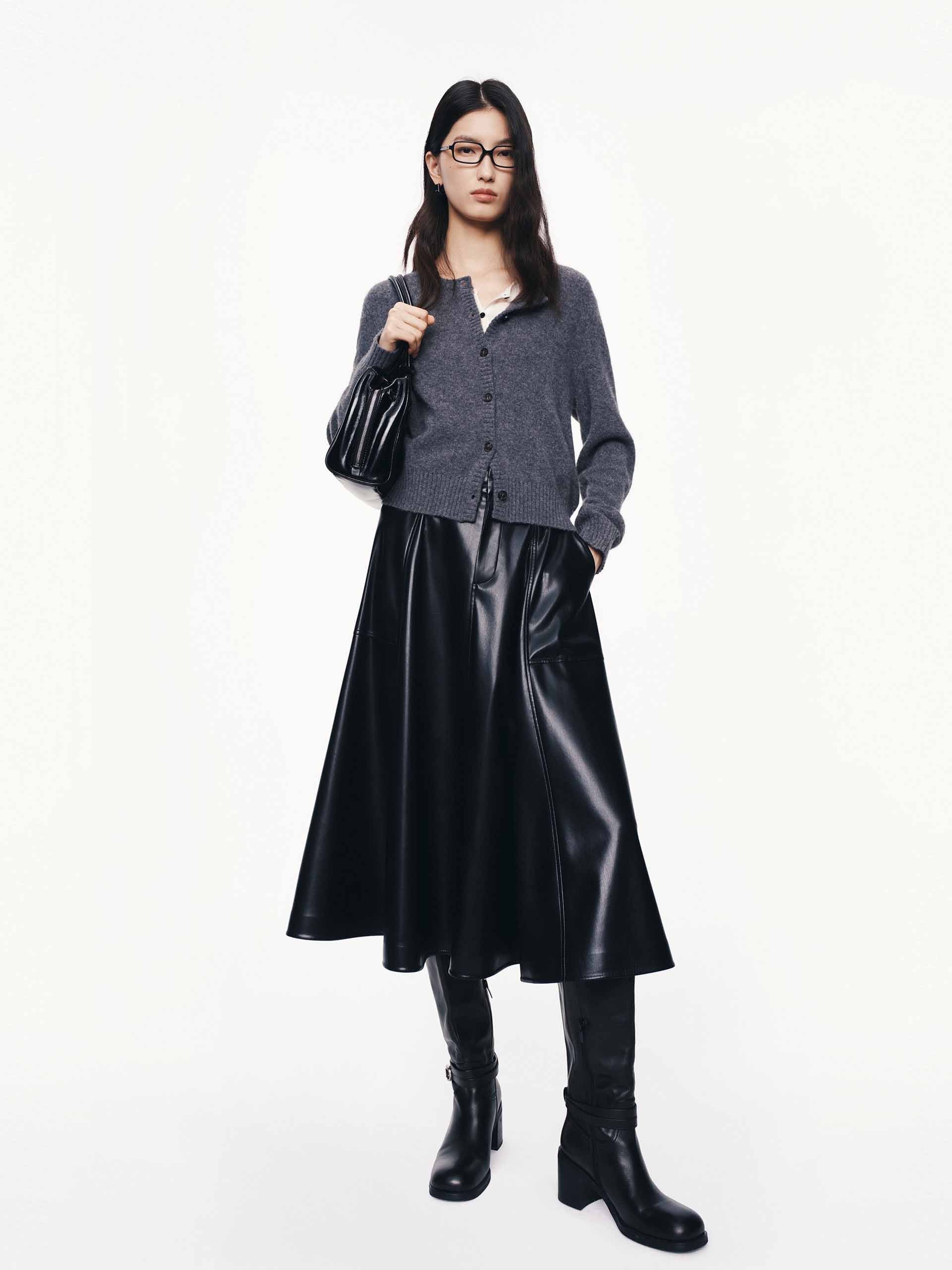 Leather A-line Skirt - Image 2
