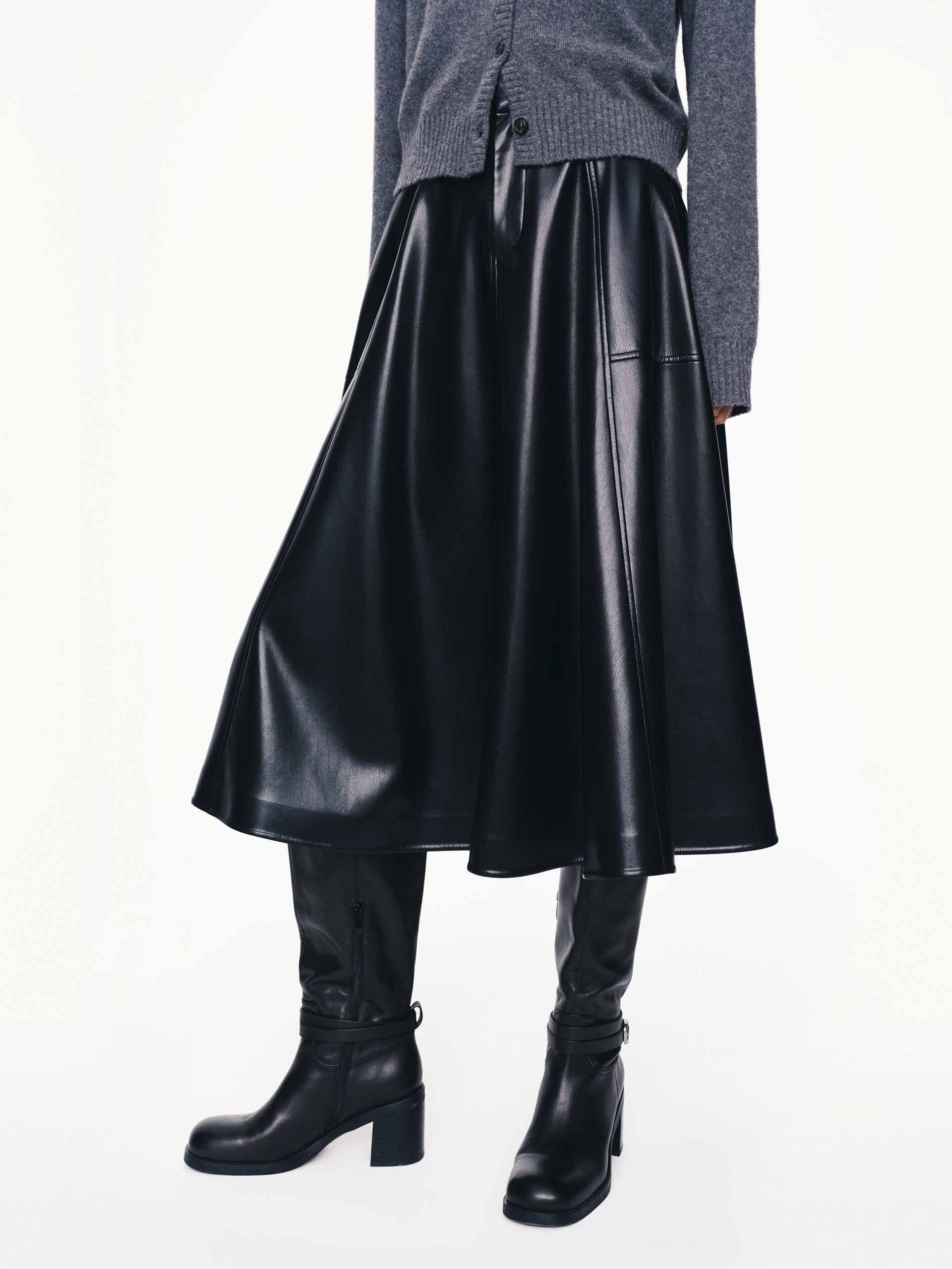 Leather A-line Skirt - Image 3