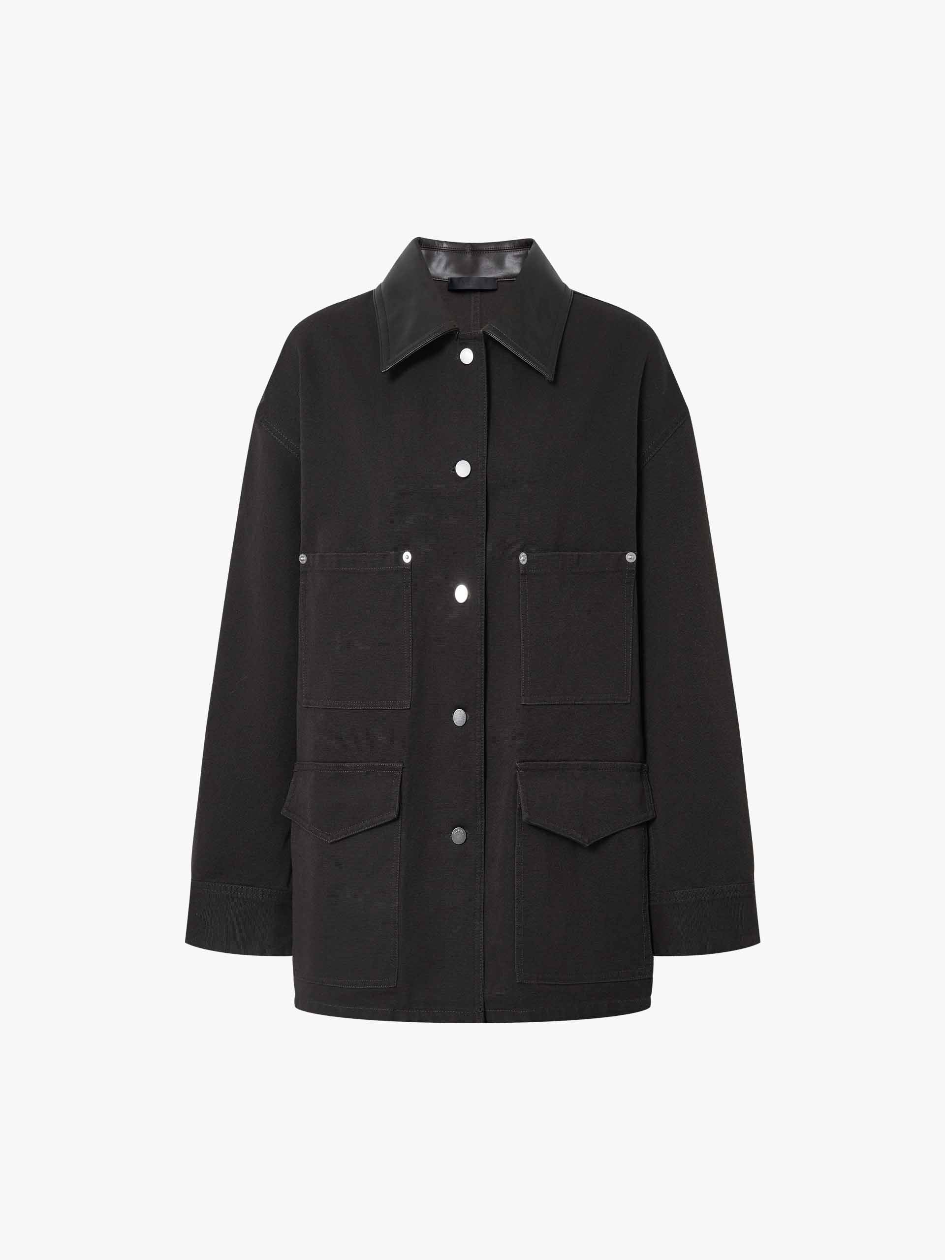 Leather Collar Button Coat - Image 15