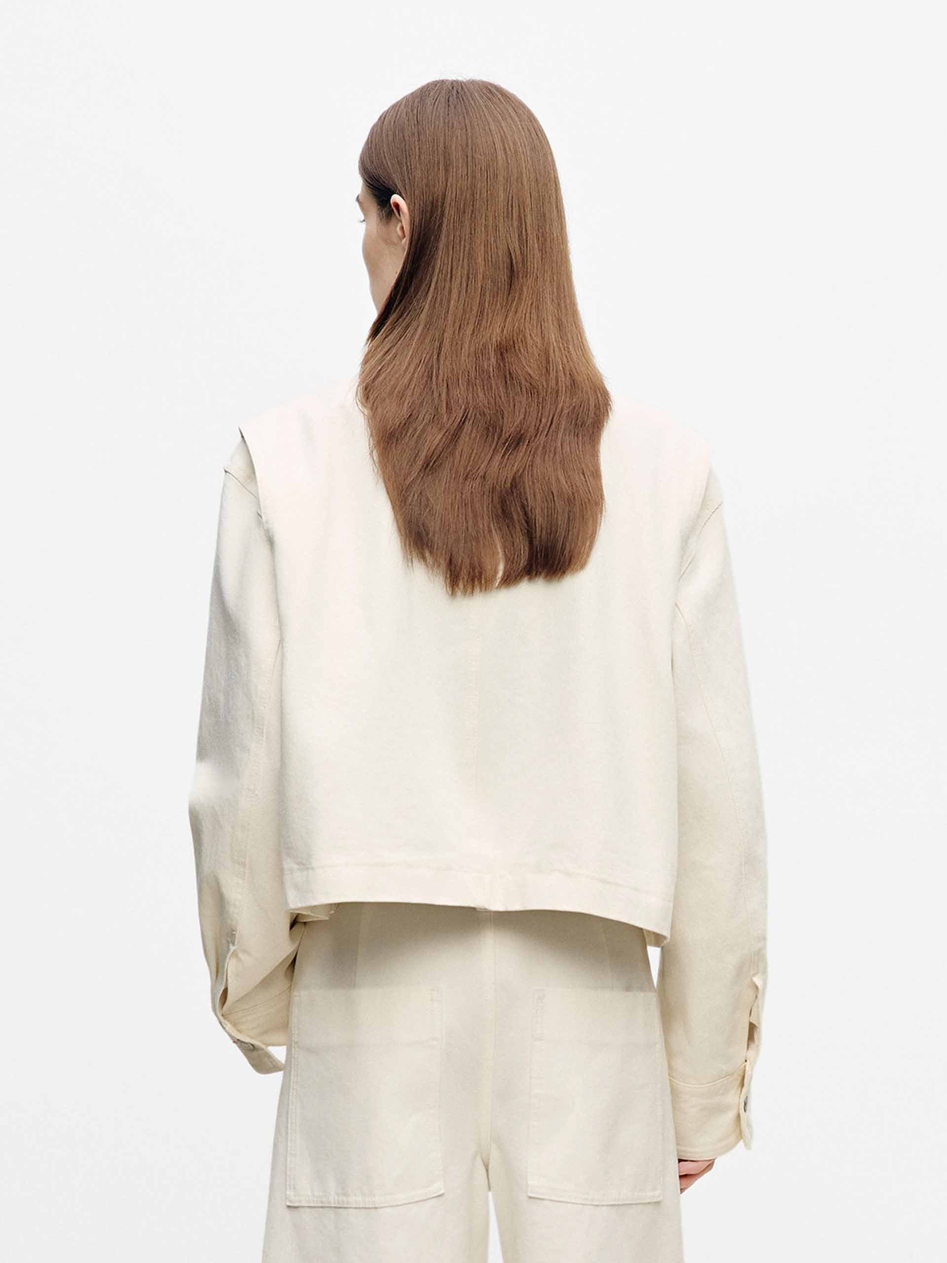 Leather Collar Cropped Coat - Image 6