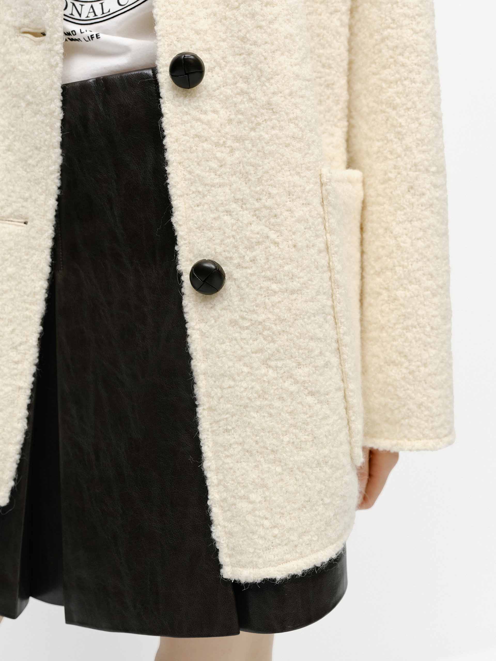 Leather Collar Midi Coat - Image 6