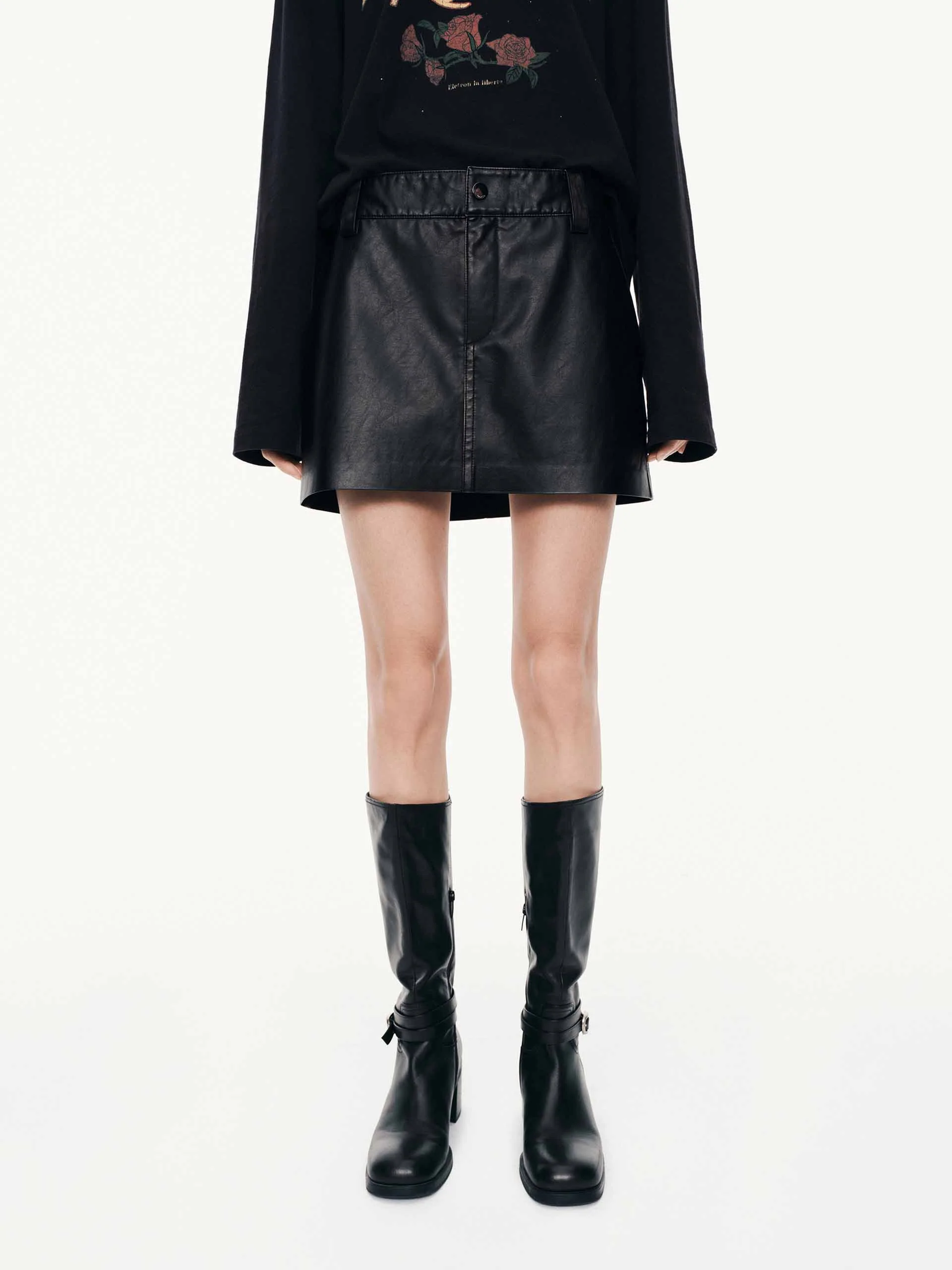 Leather Straight Cut Skirt