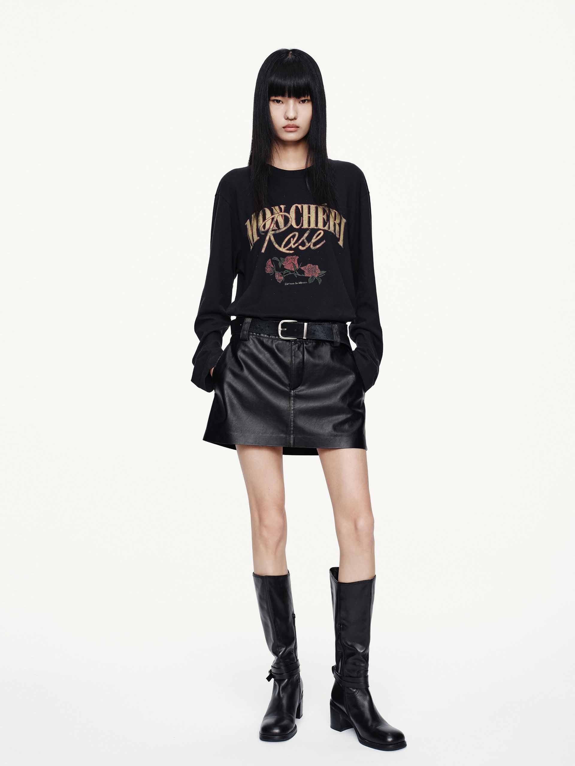Leather Straight Cut Skirt - Image 2