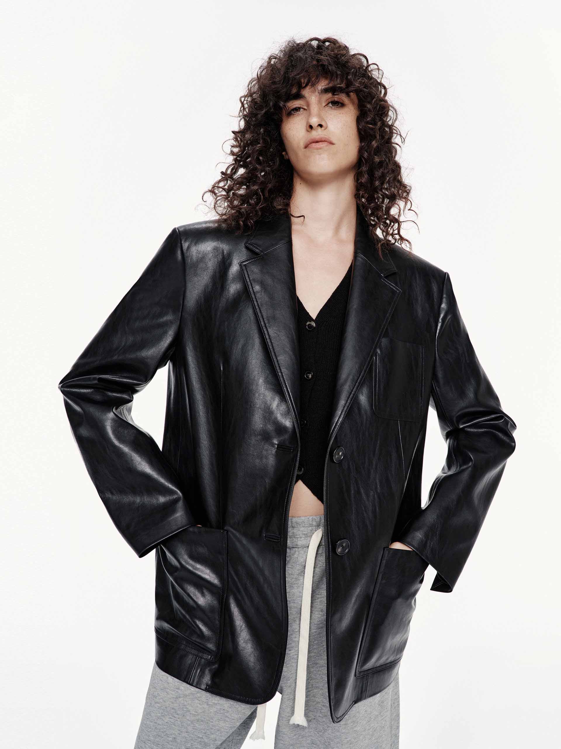 Leather Structured Blazer