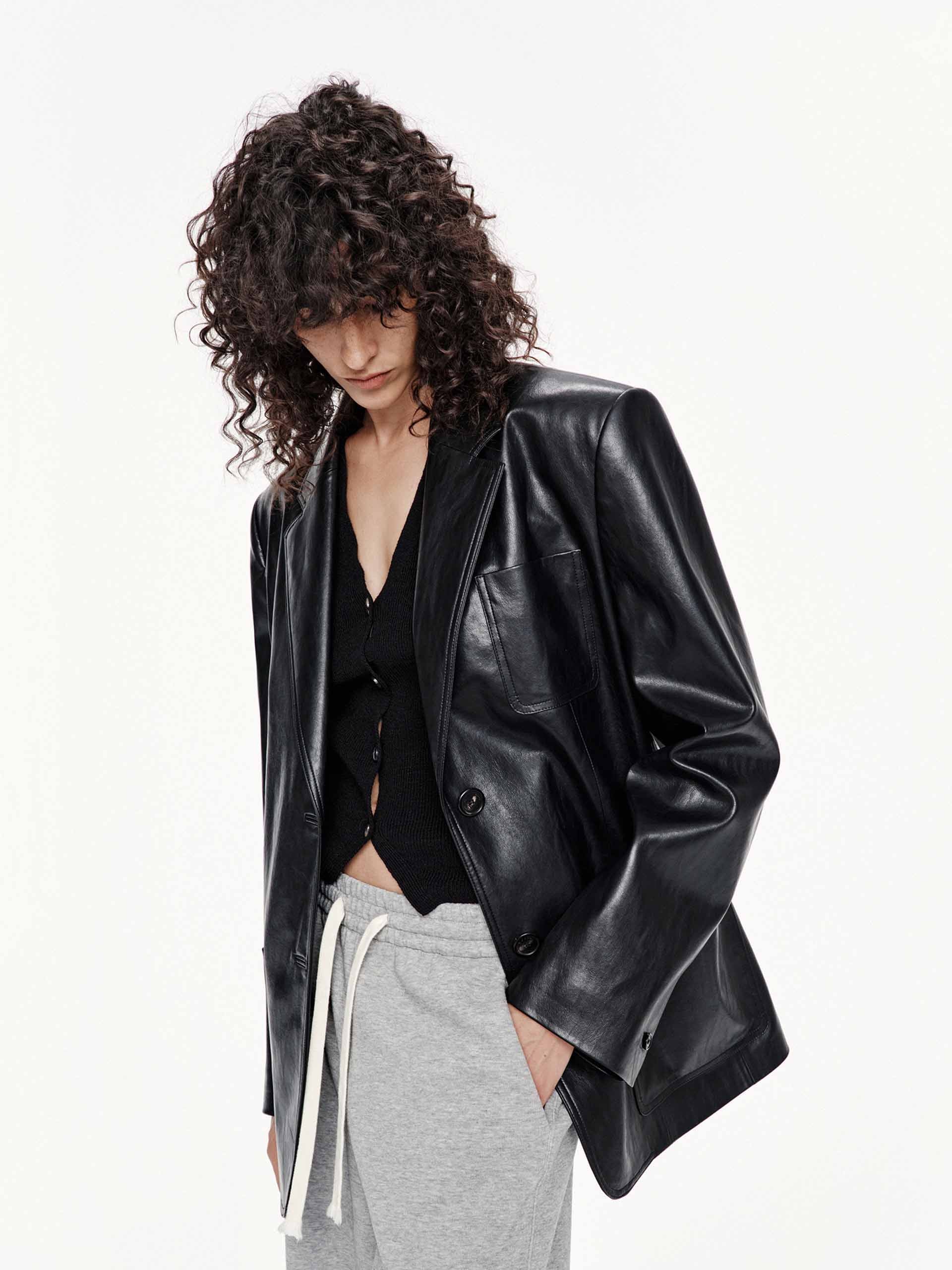 Leather Structured Blazer - Image 3