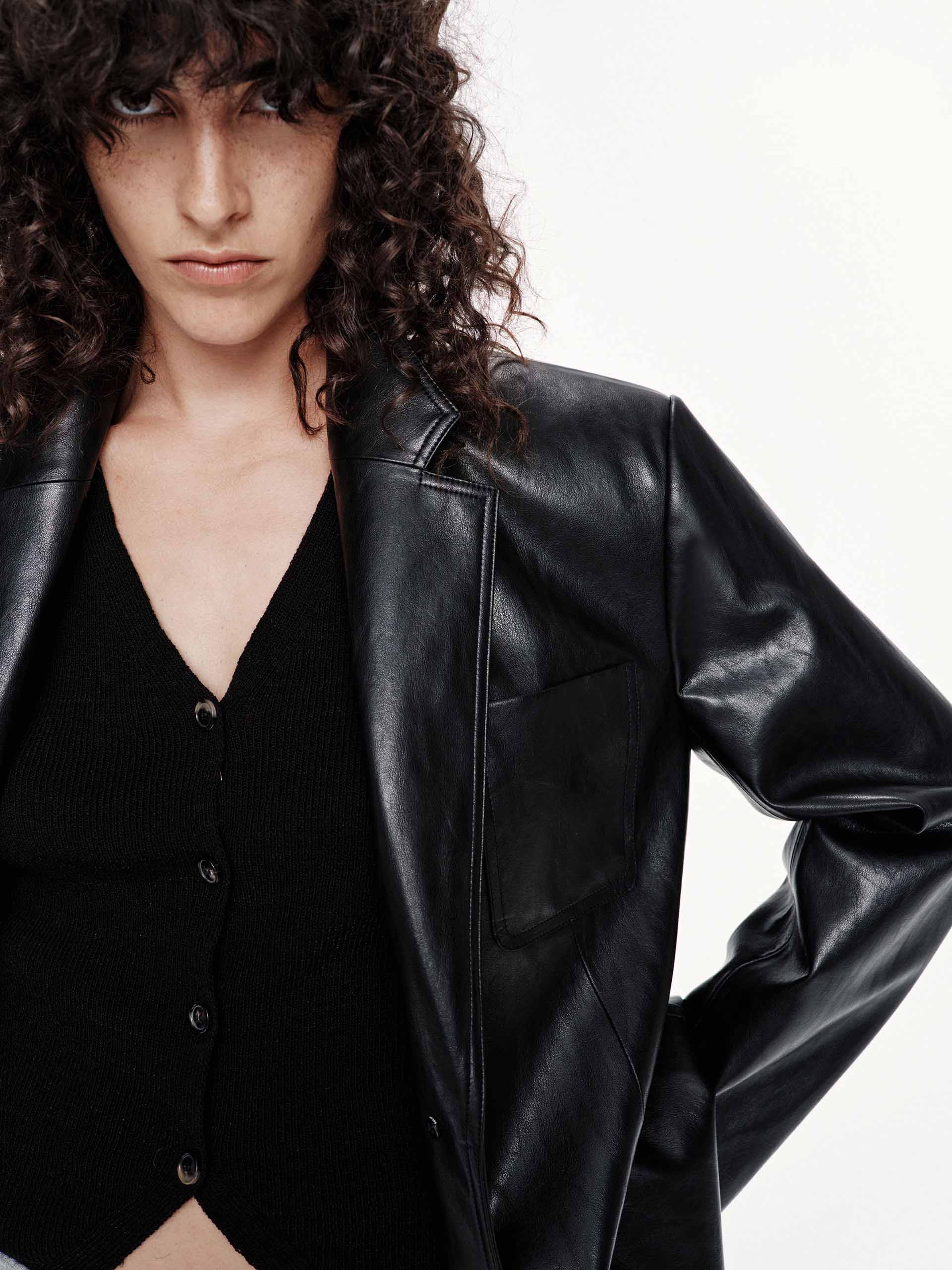 Leather Structured Blazer - Image 7