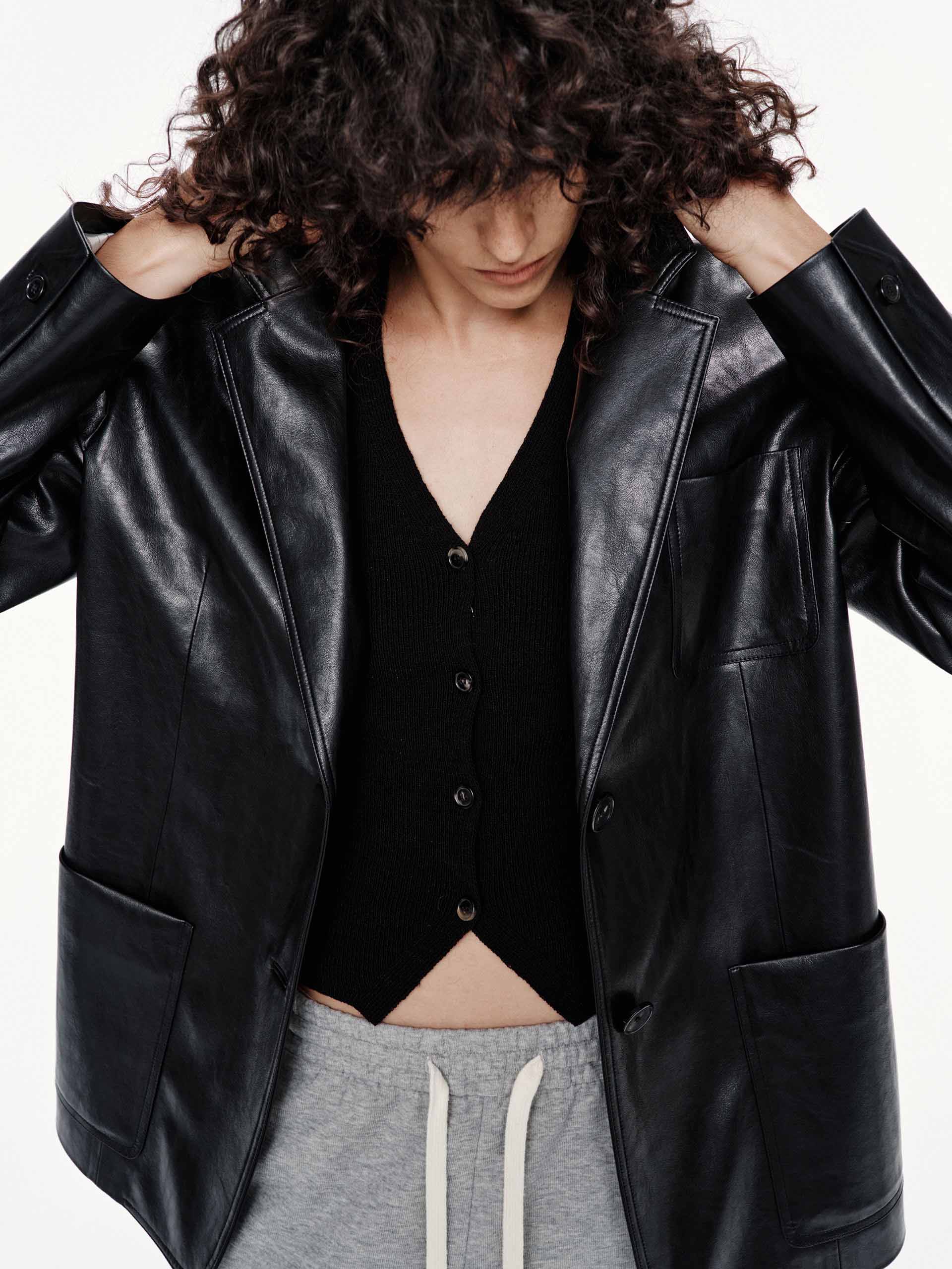 Leather Structured Blazer - Image 8