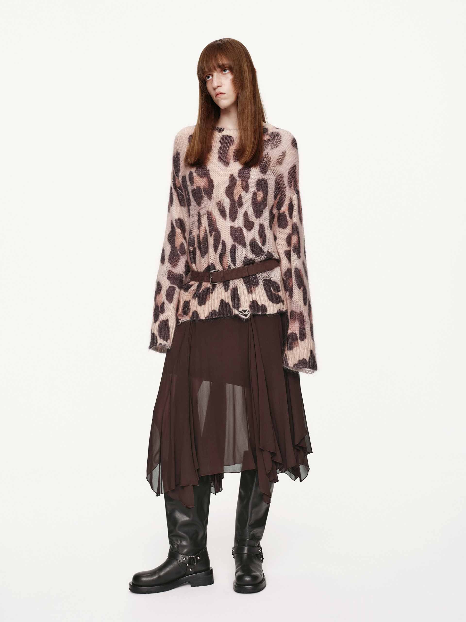 Leopard Print Distressed Sweater - Image 2