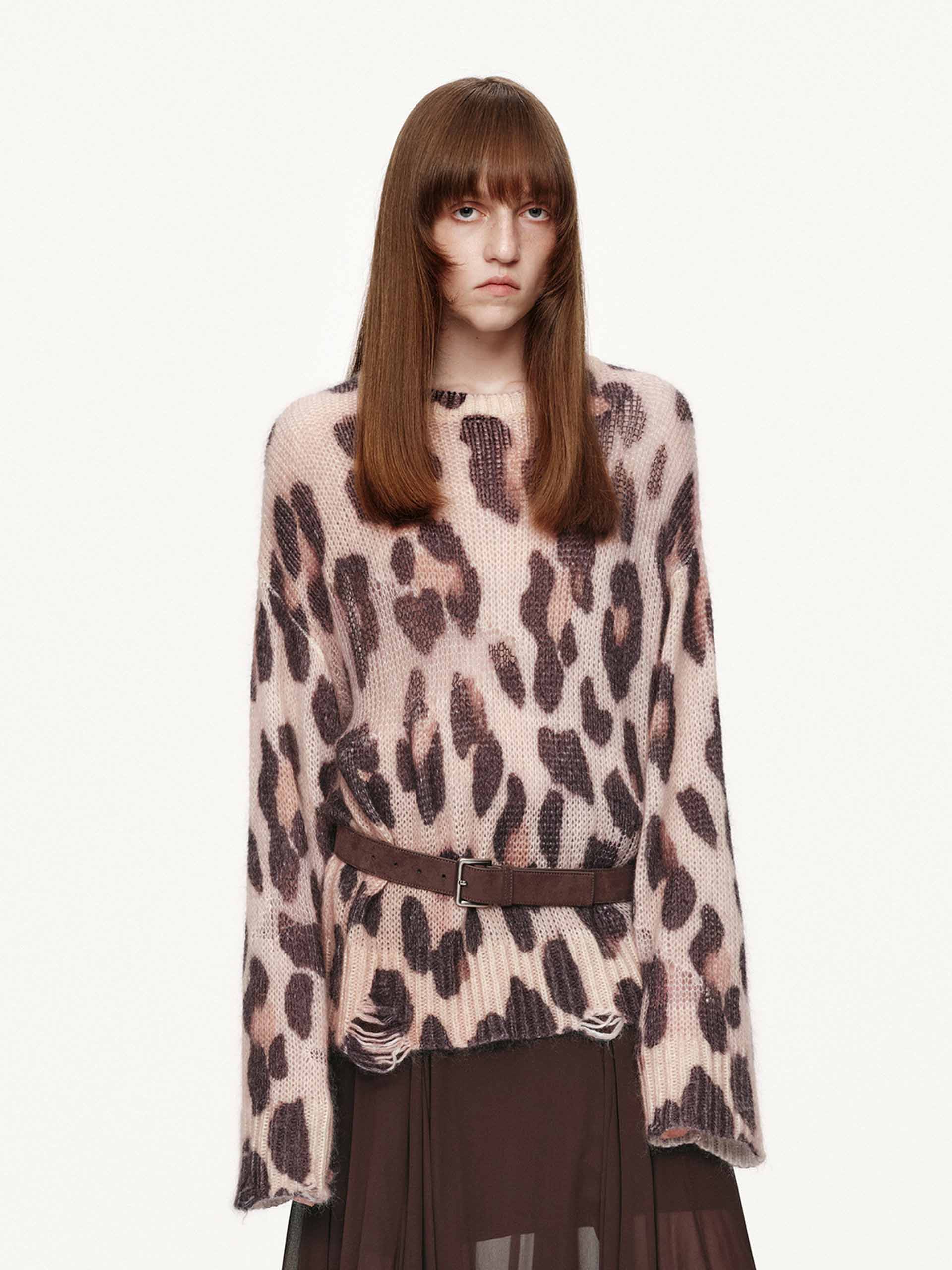 Leopard Print Distressed Sweater - Image 3