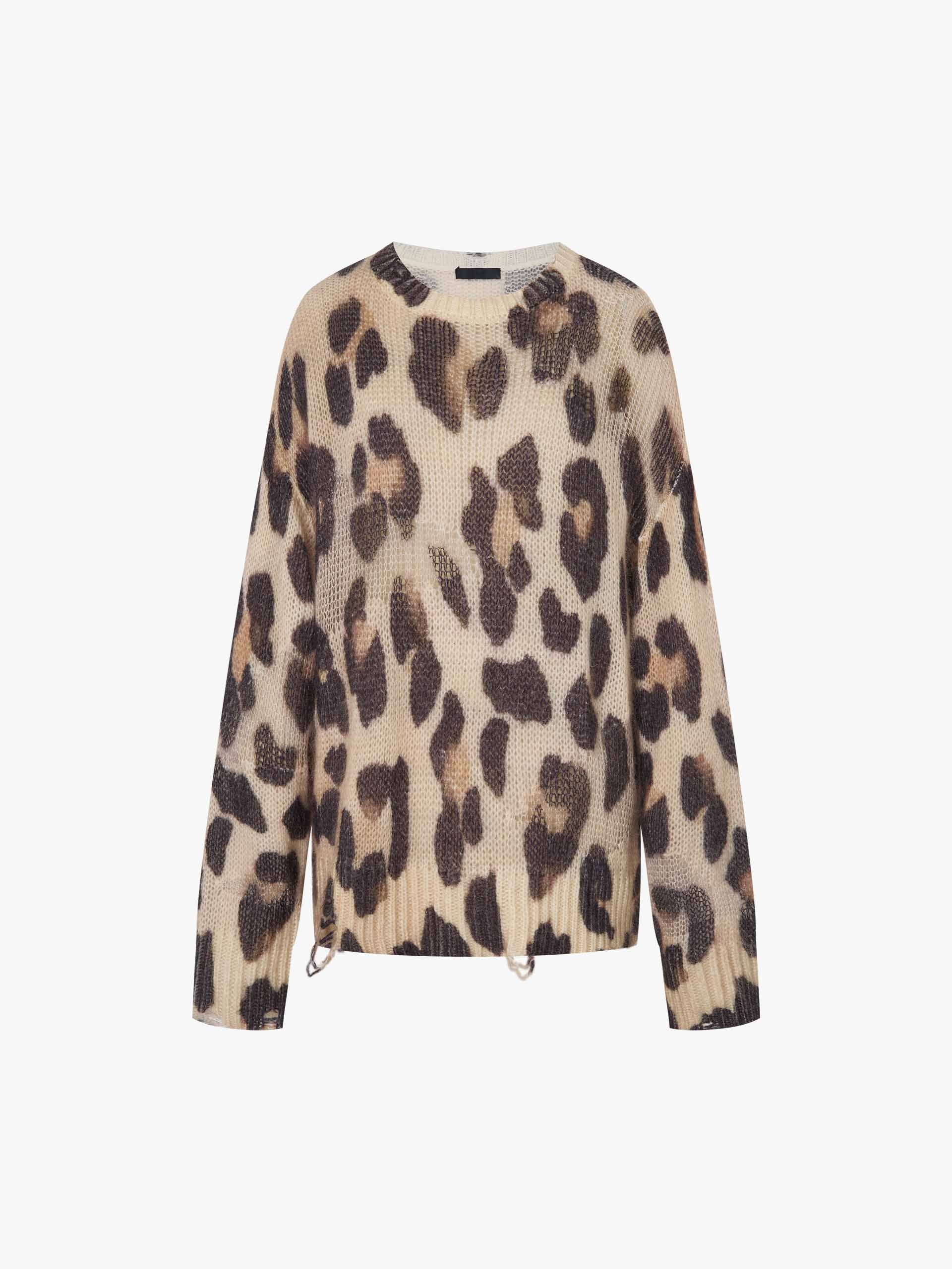 Leopard Print Distressed Sweater - Image 5