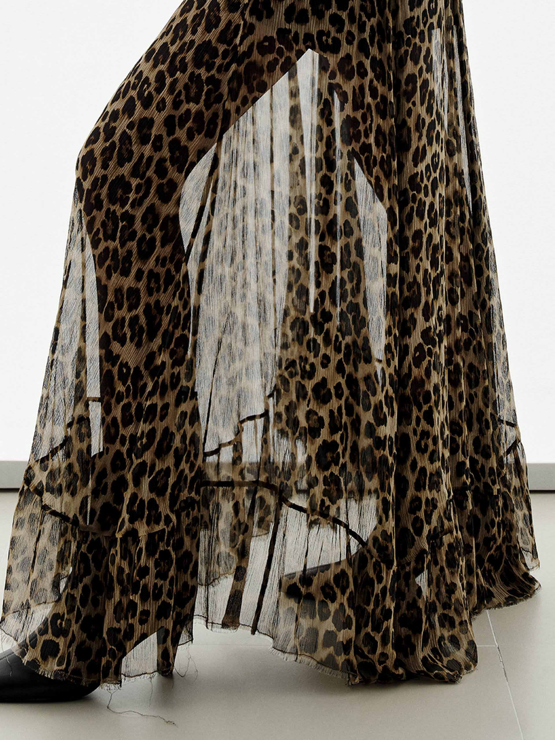 Leopard Print Pure Silk Skirt - Image 7