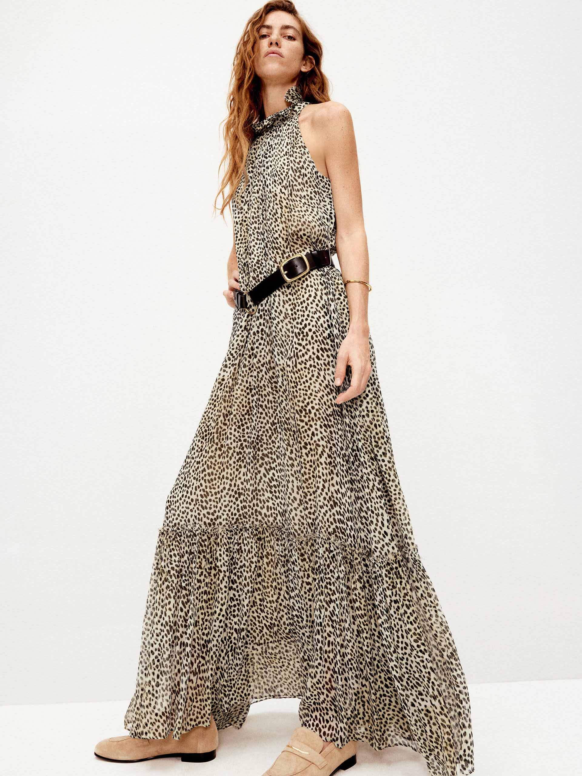 Leopard Print Silk Maxi Dress