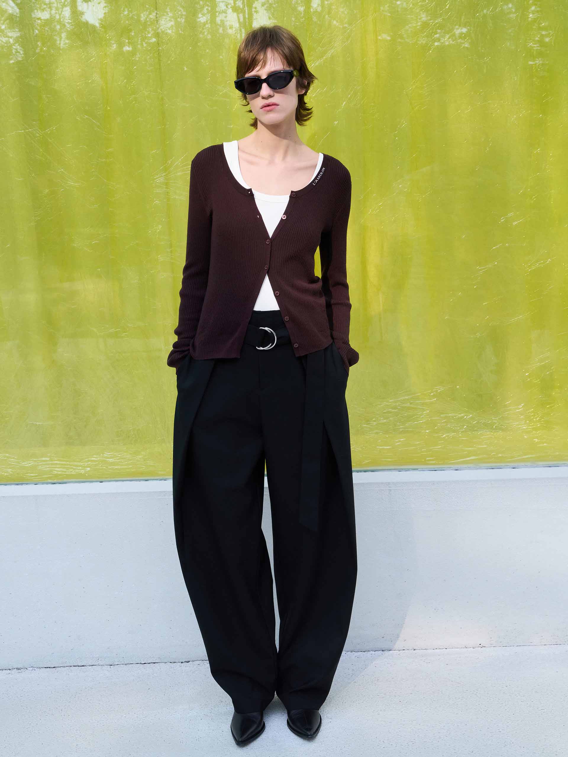 Letter Collar Wool Cardigan - Image 10