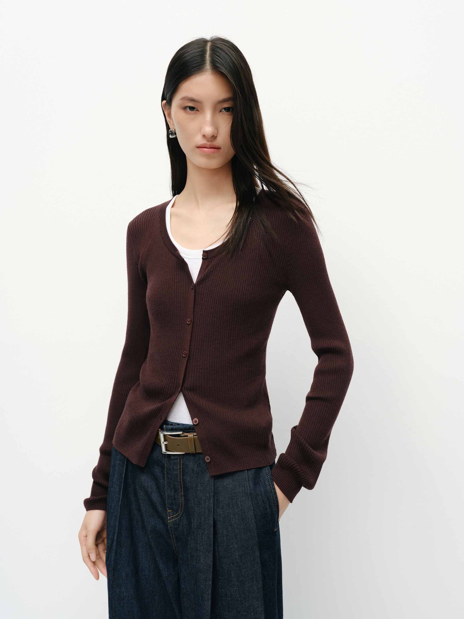 Letter Collar Wool Cardigan - Image 14