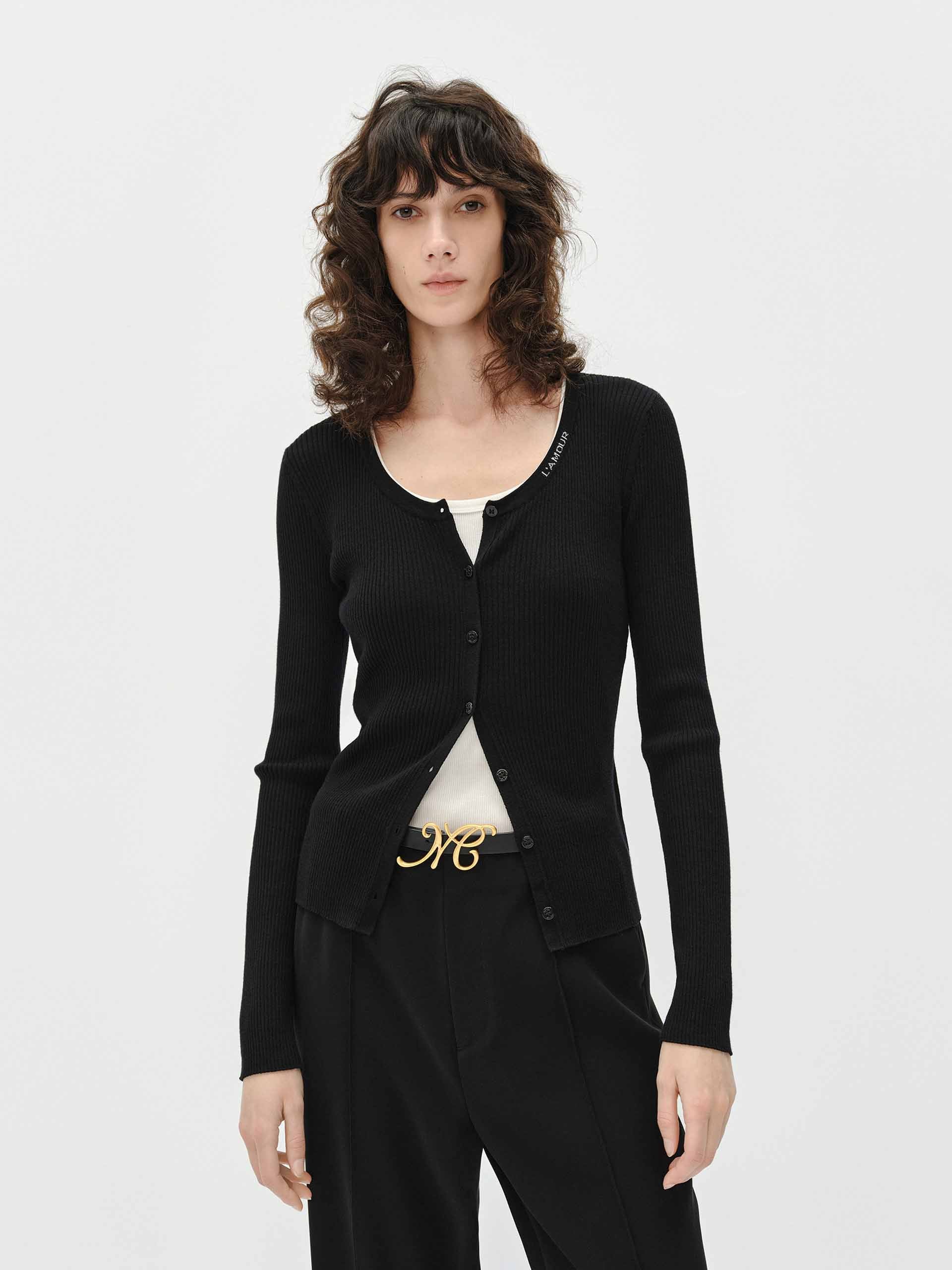 Letter Collar Wool Cardigan - Image 17