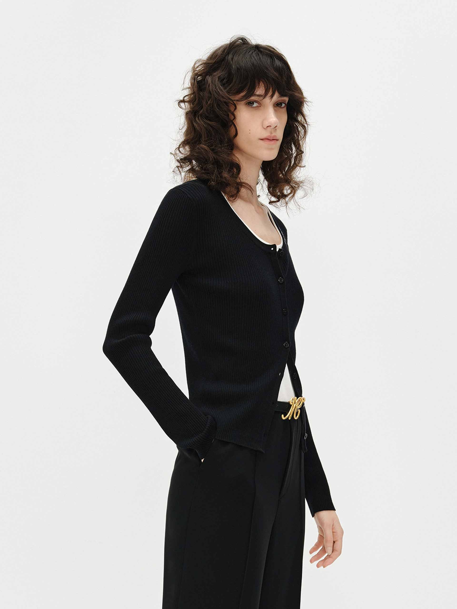 Letter Collar Wool Cardigan - Image 24