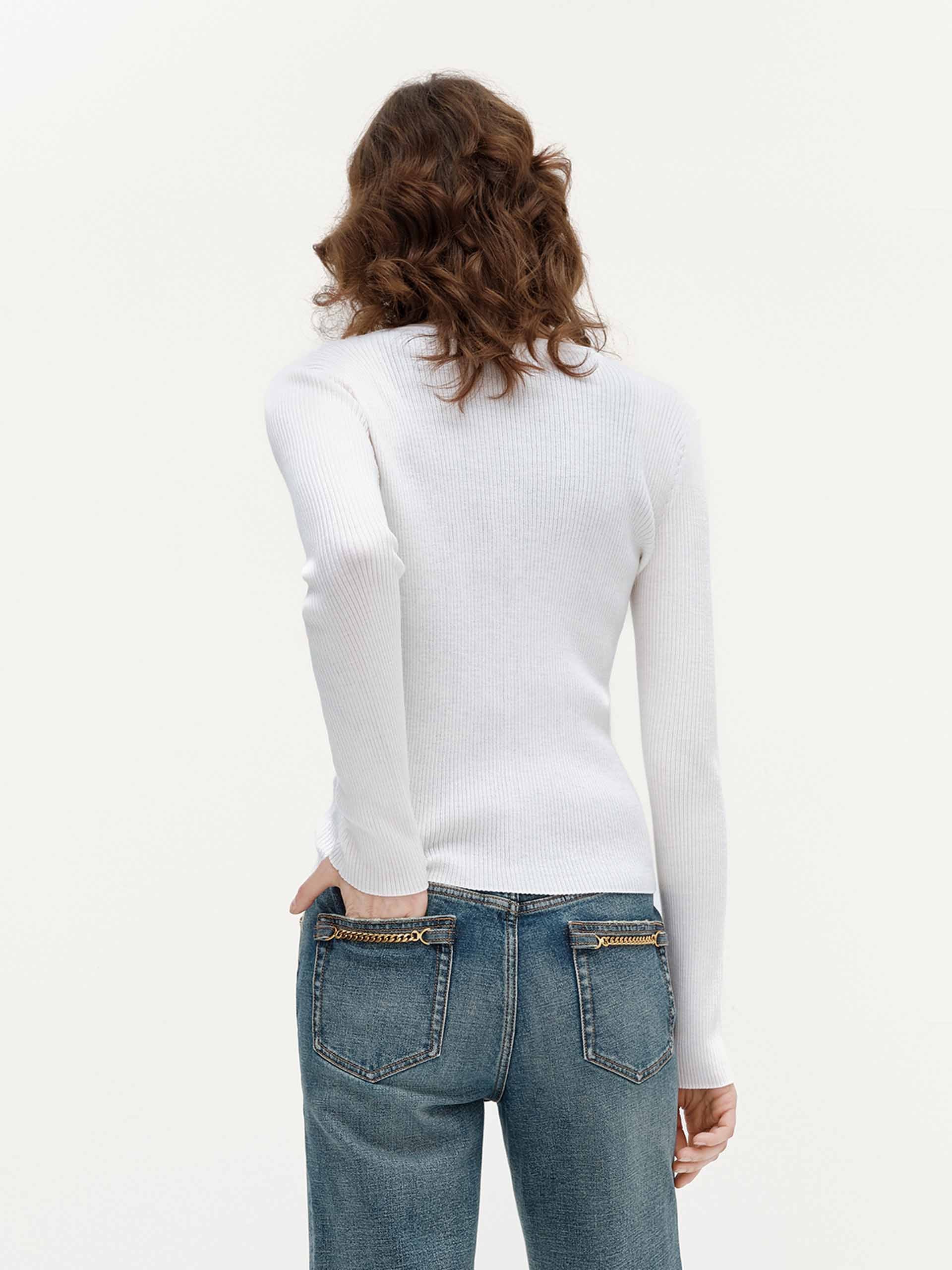 Letter Collar Wool Cardigan - Image 6