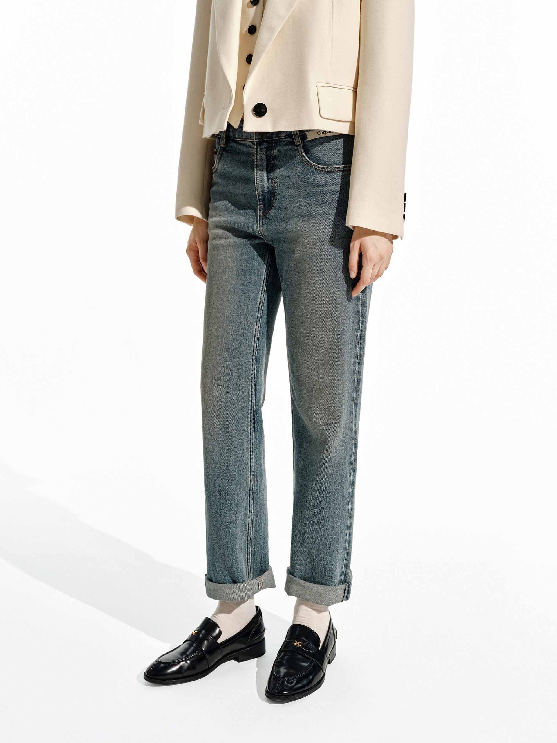 Letter Pocket Straight Jeans - Image 6
