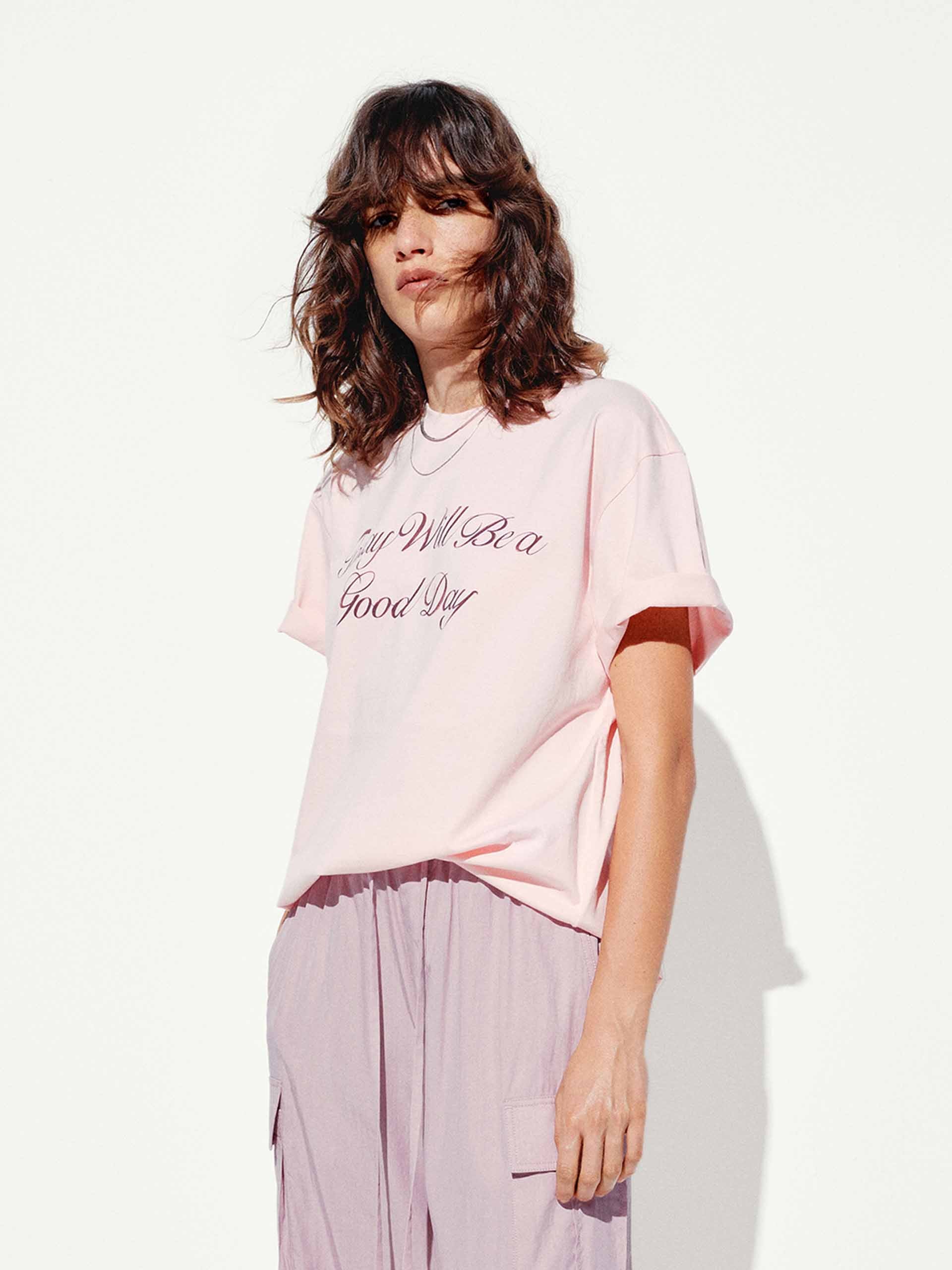 Letter Print Round Neck T-shirt - Image 3