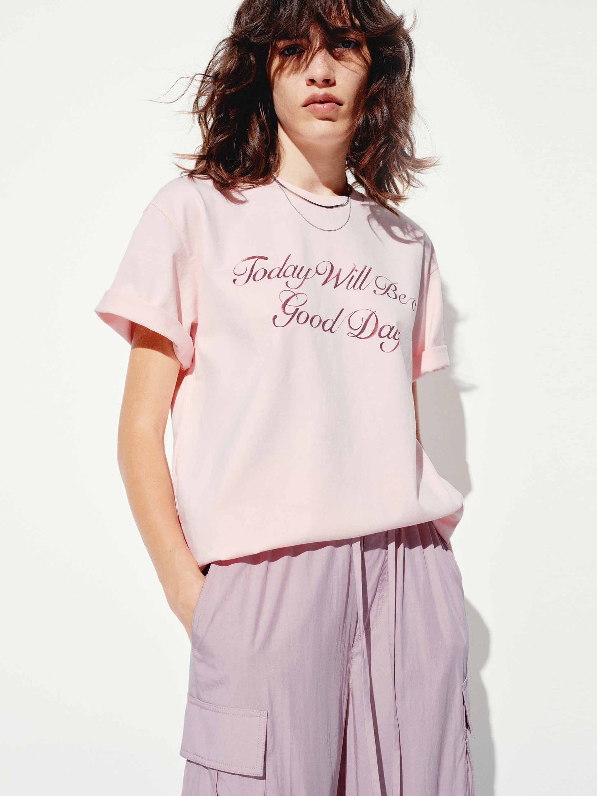 Letter Print Round Neck T-shirt - Image 7