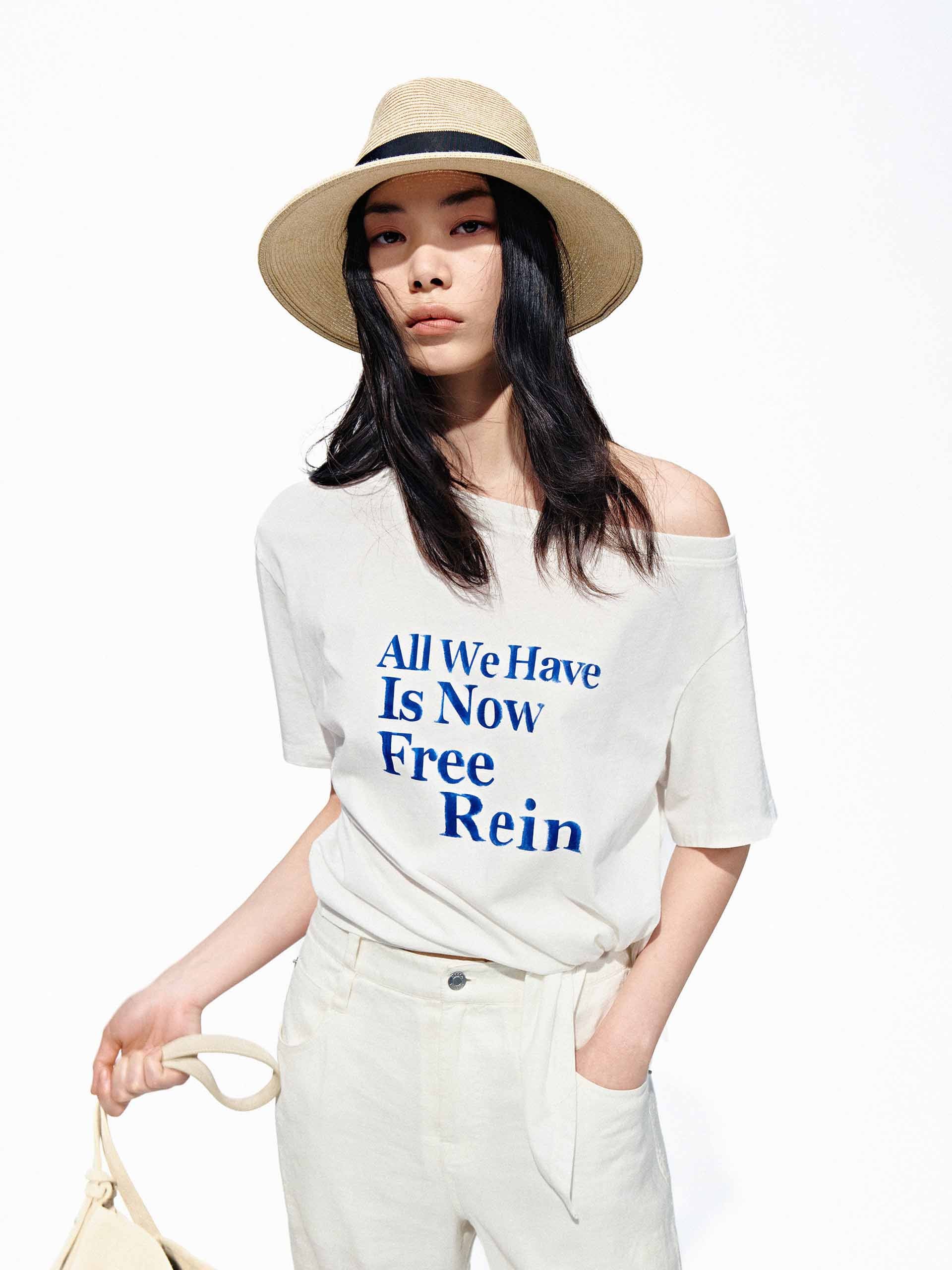 Letter Print Tie Cotton T-shirt - Image 5