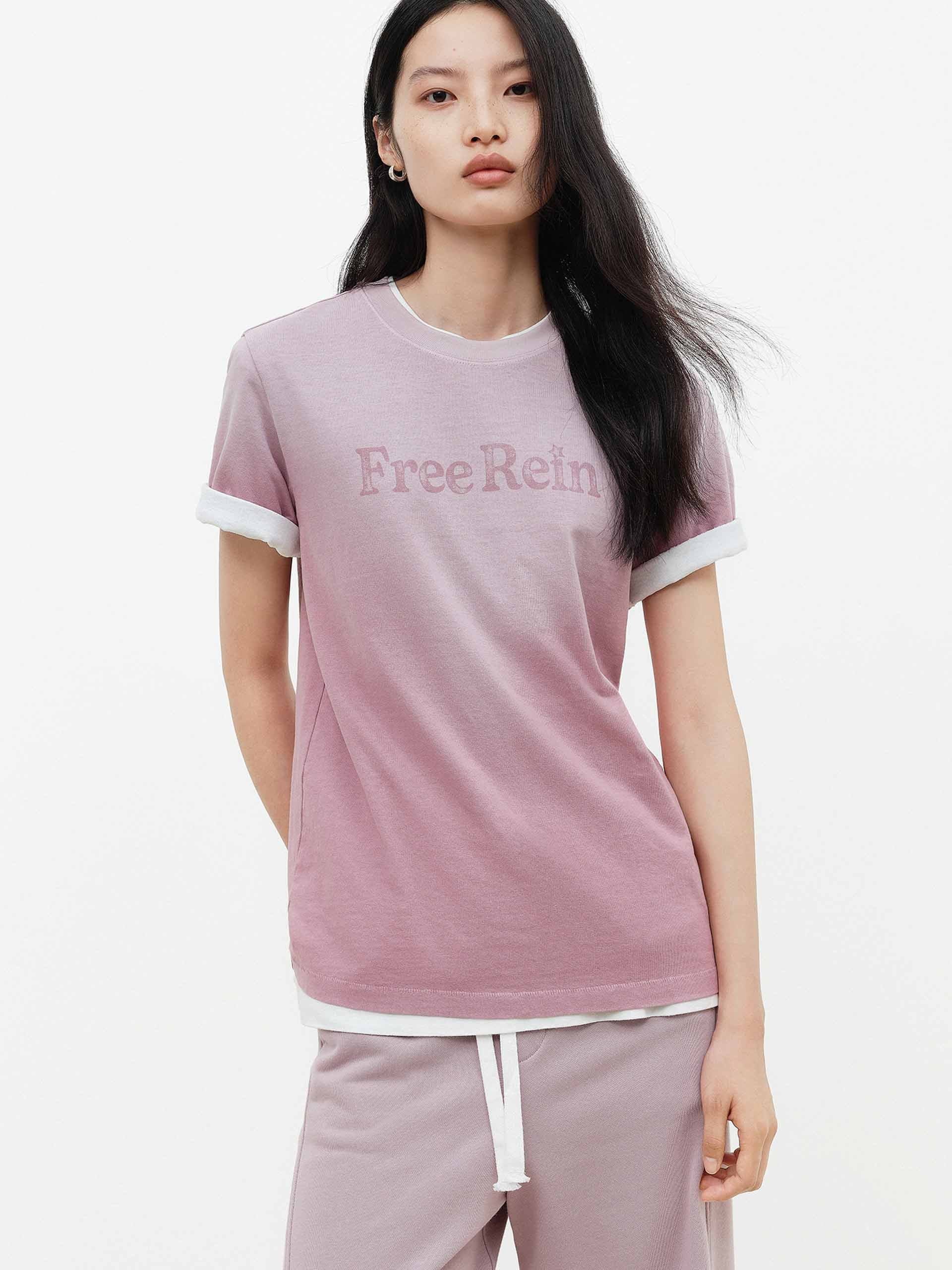 Letter Printed Faded T-shirt