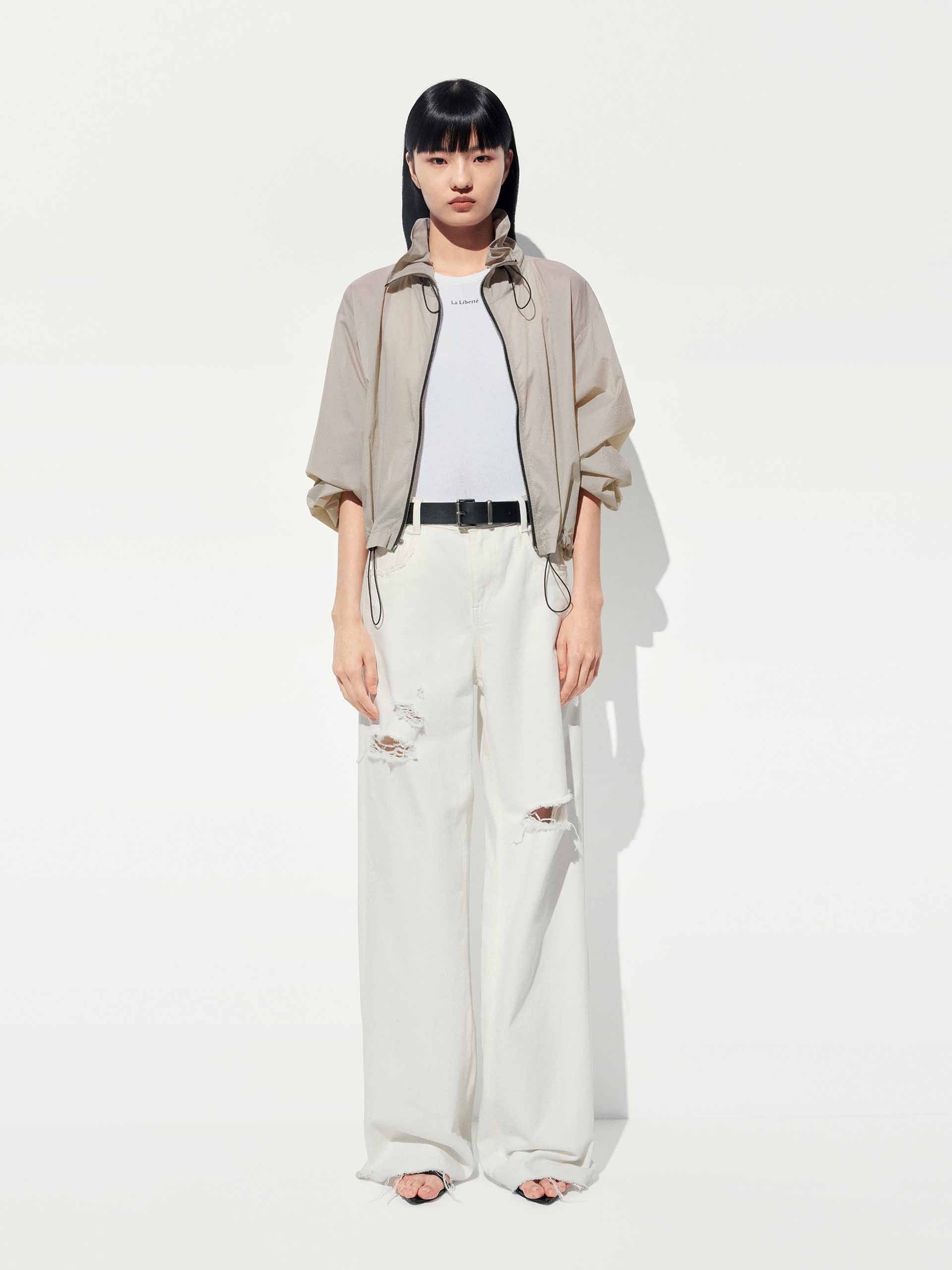 Lightweight Drawstring Cropped Jacket - Image 10