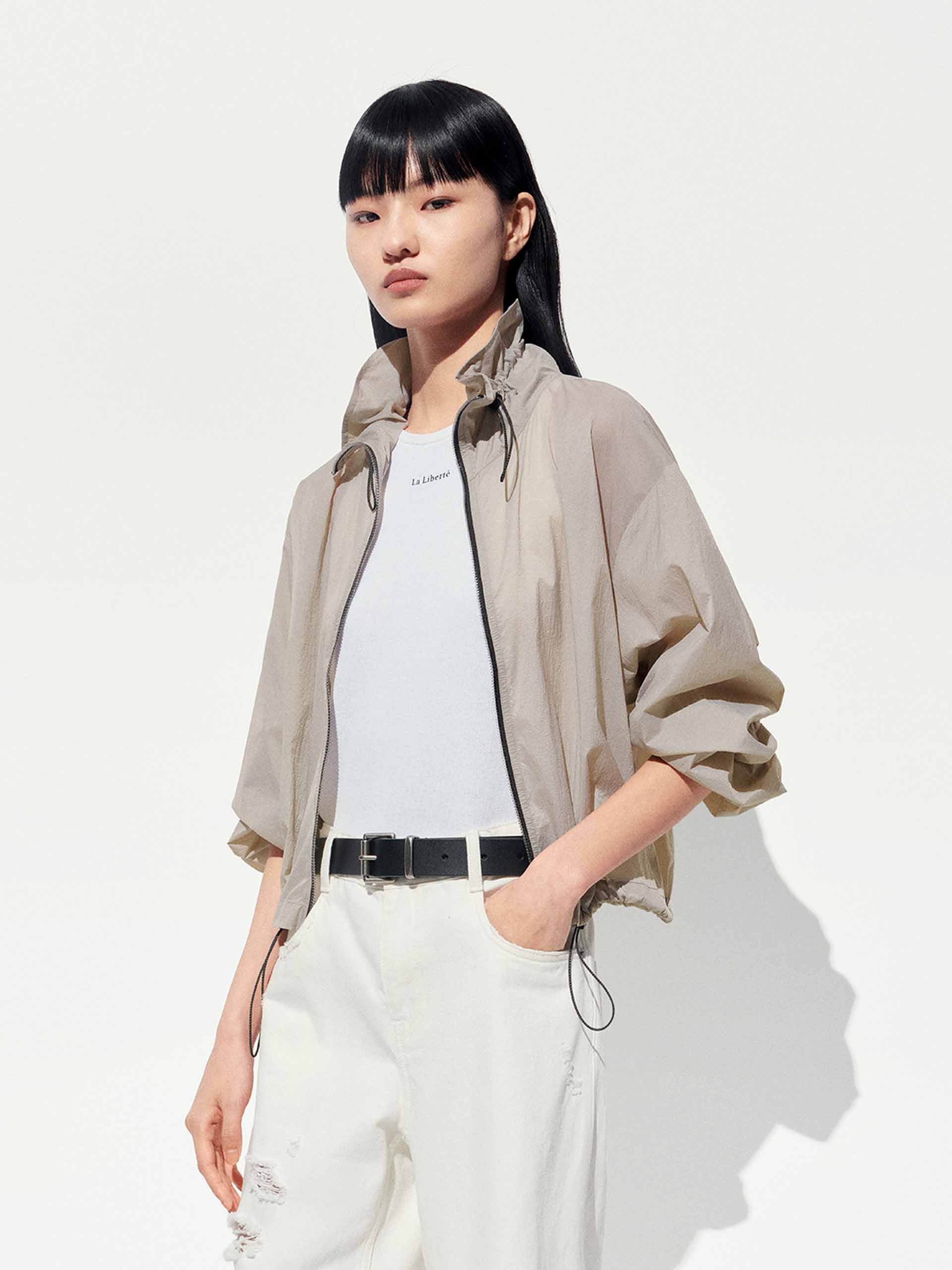 Lightweight Drawstring Cropped Jacket - Image 11