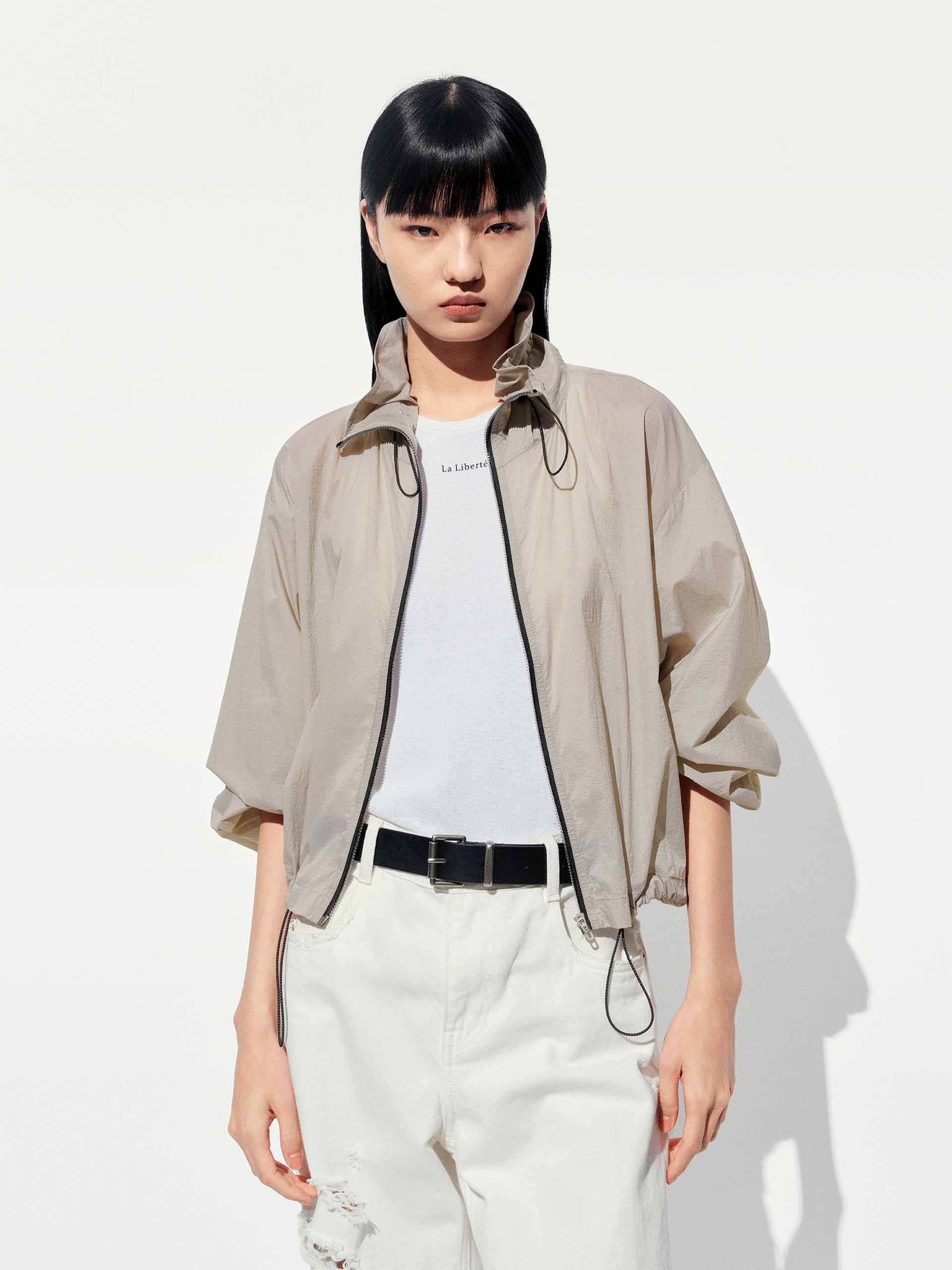 Lightweight Drawstring Cropped Jacket - Image 9