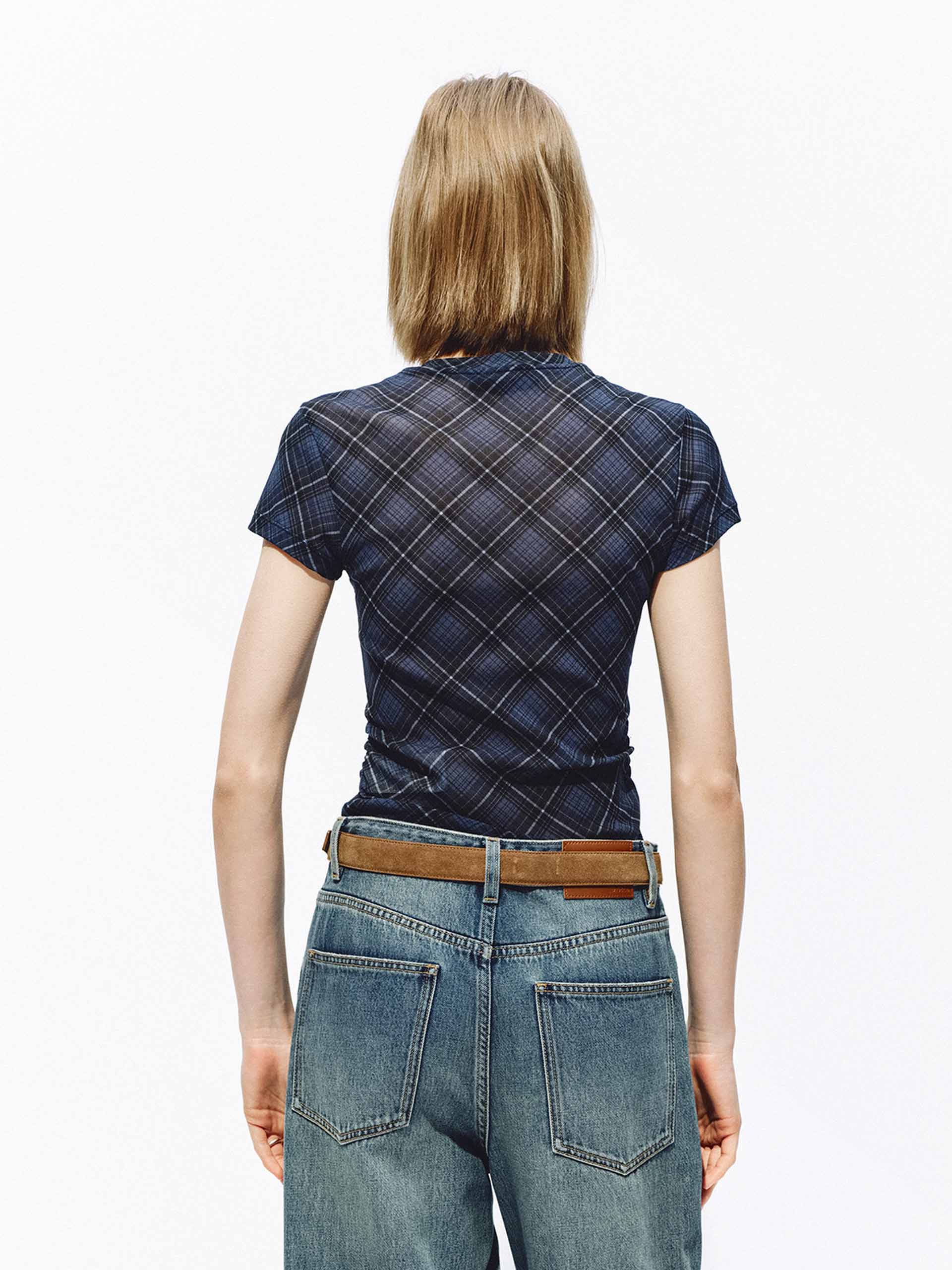 Lightweight Fitted Plaid Top - Image 11
