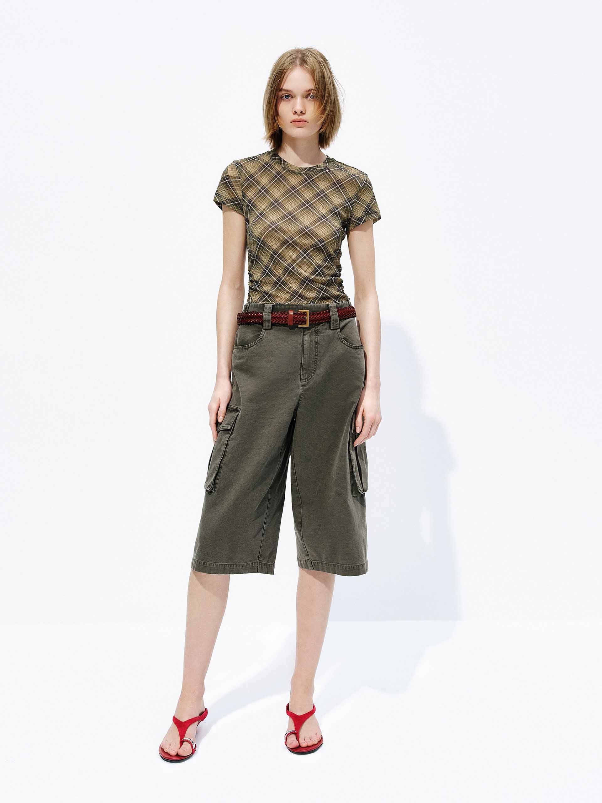 Lightweight Fitted Plaid Top - Image 2