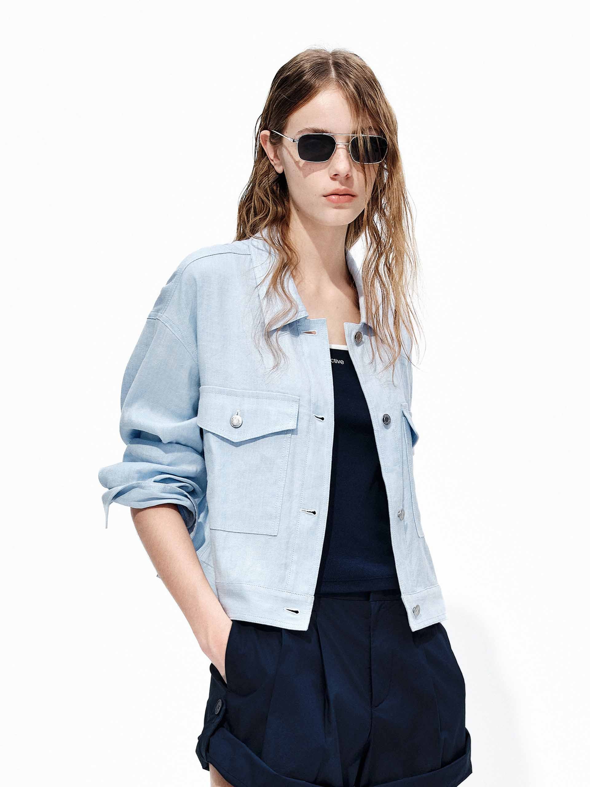 Linen Blend Cargo Jacket - Image 3