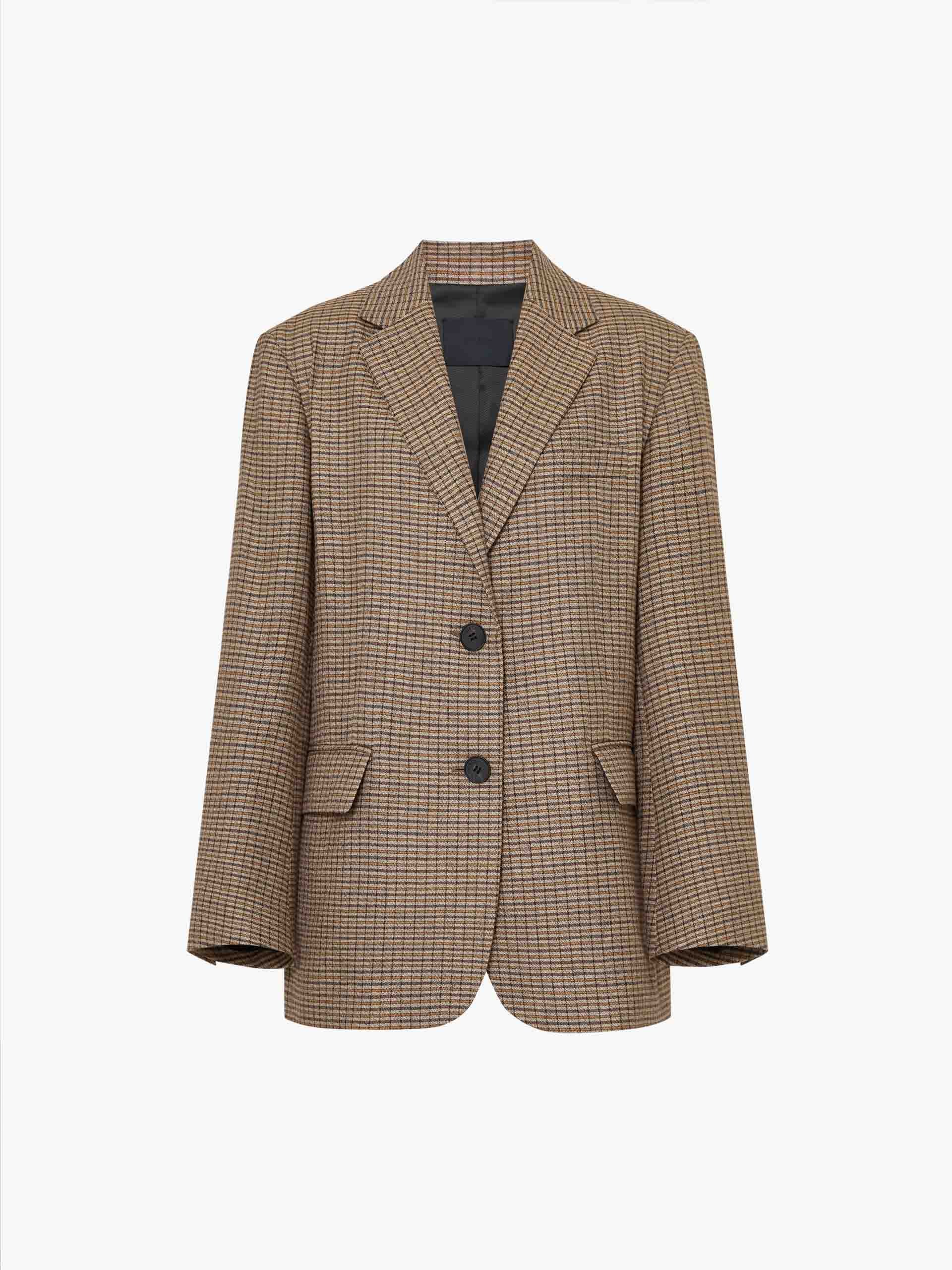 Linen Blend Checked Blazer - Image 5