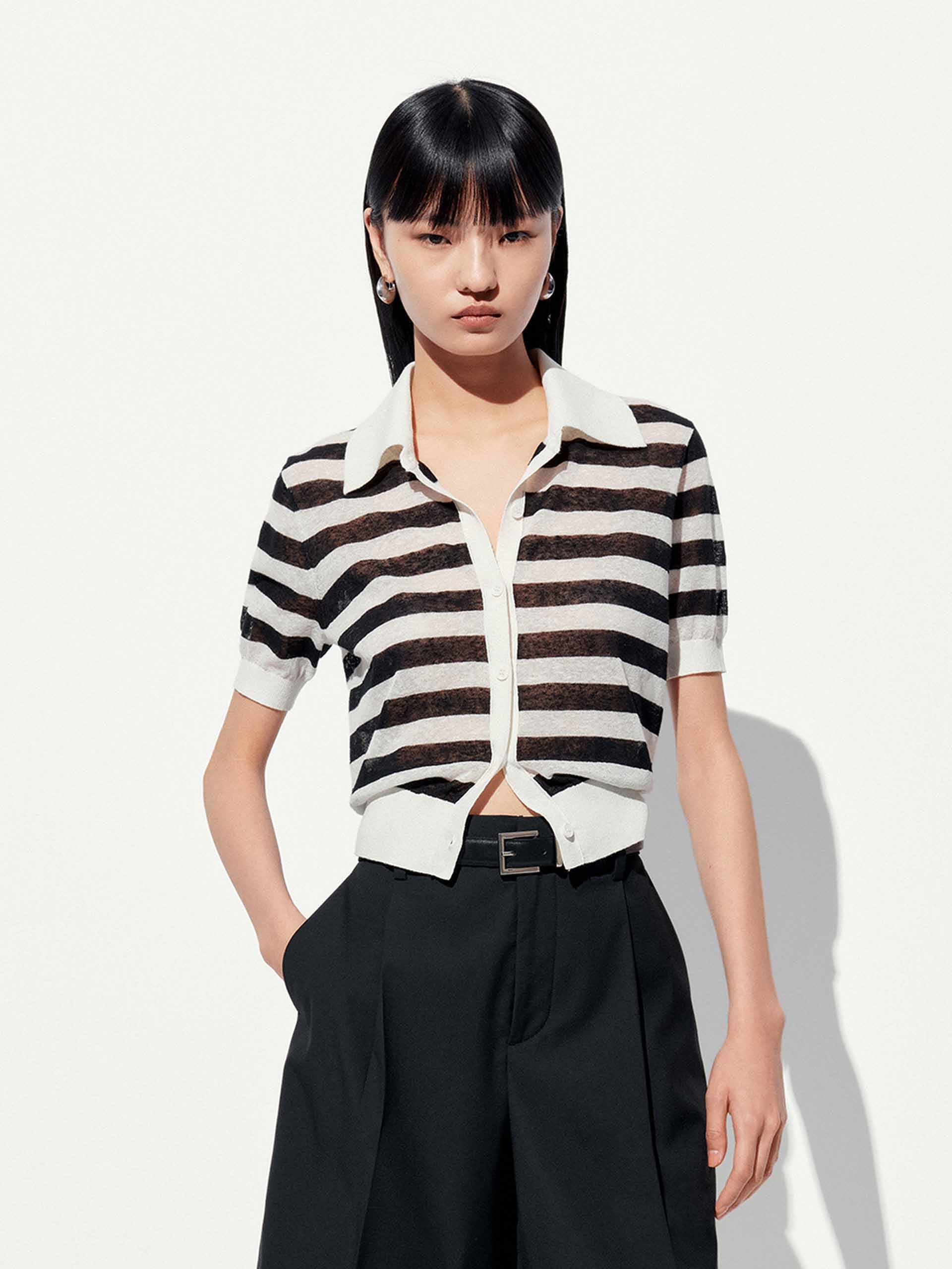 Linen Blend Cropped Cardigan