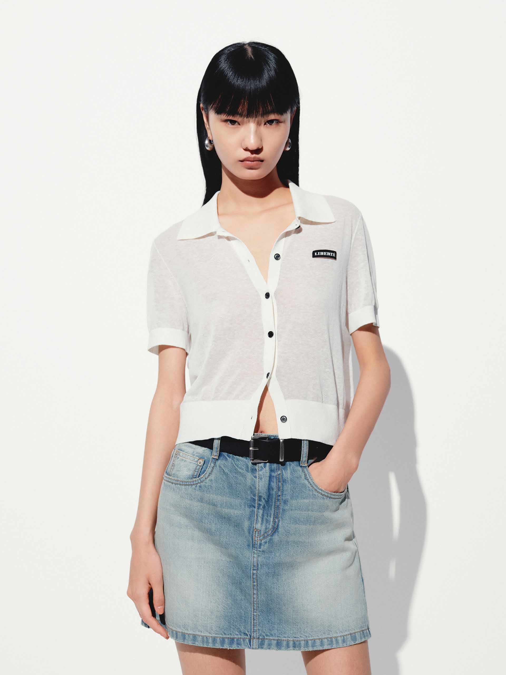 Linen Blend Cropped Cardigan - Image 8