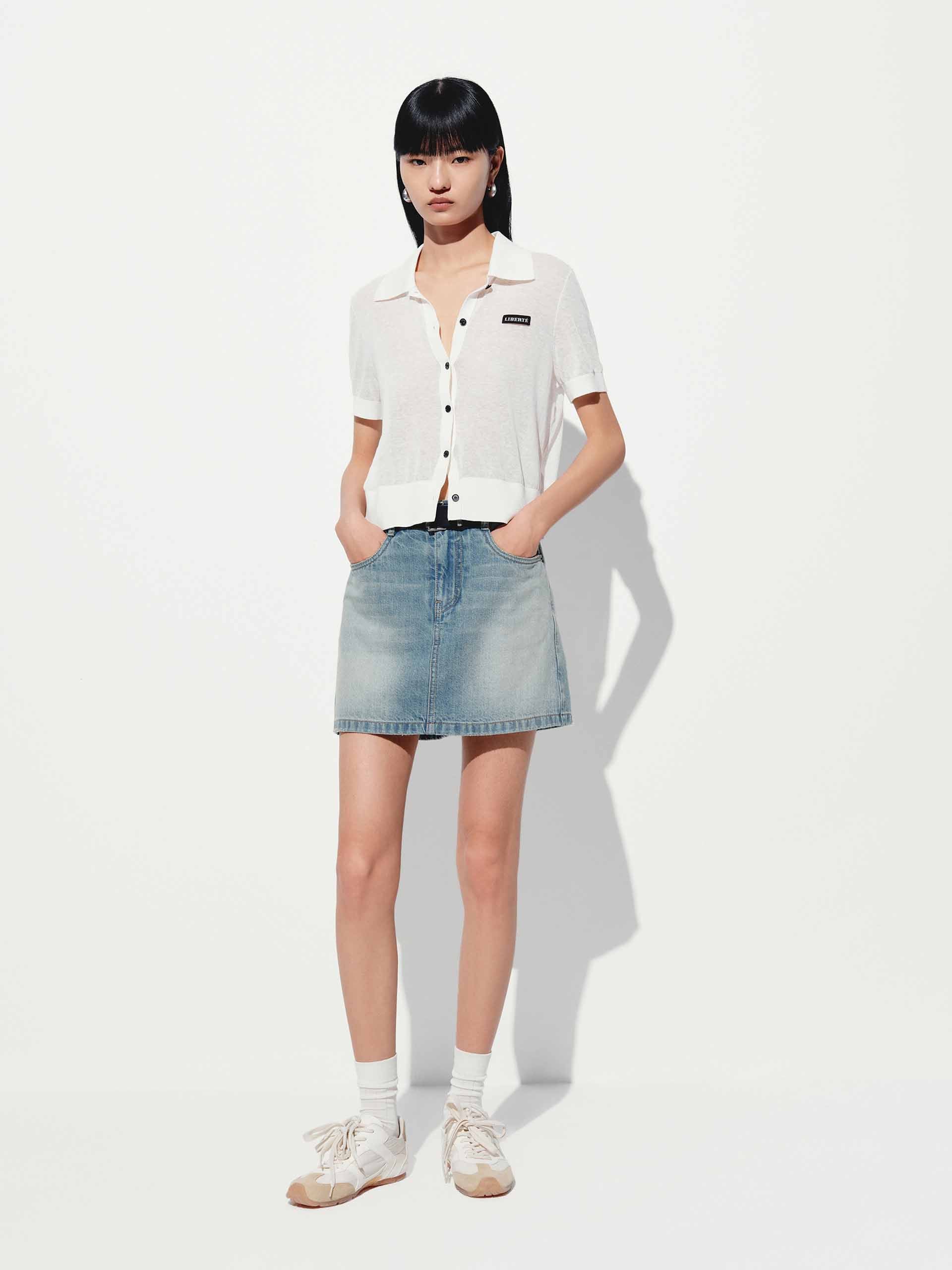 Linen Blend Cropped Cardigan - Image 9