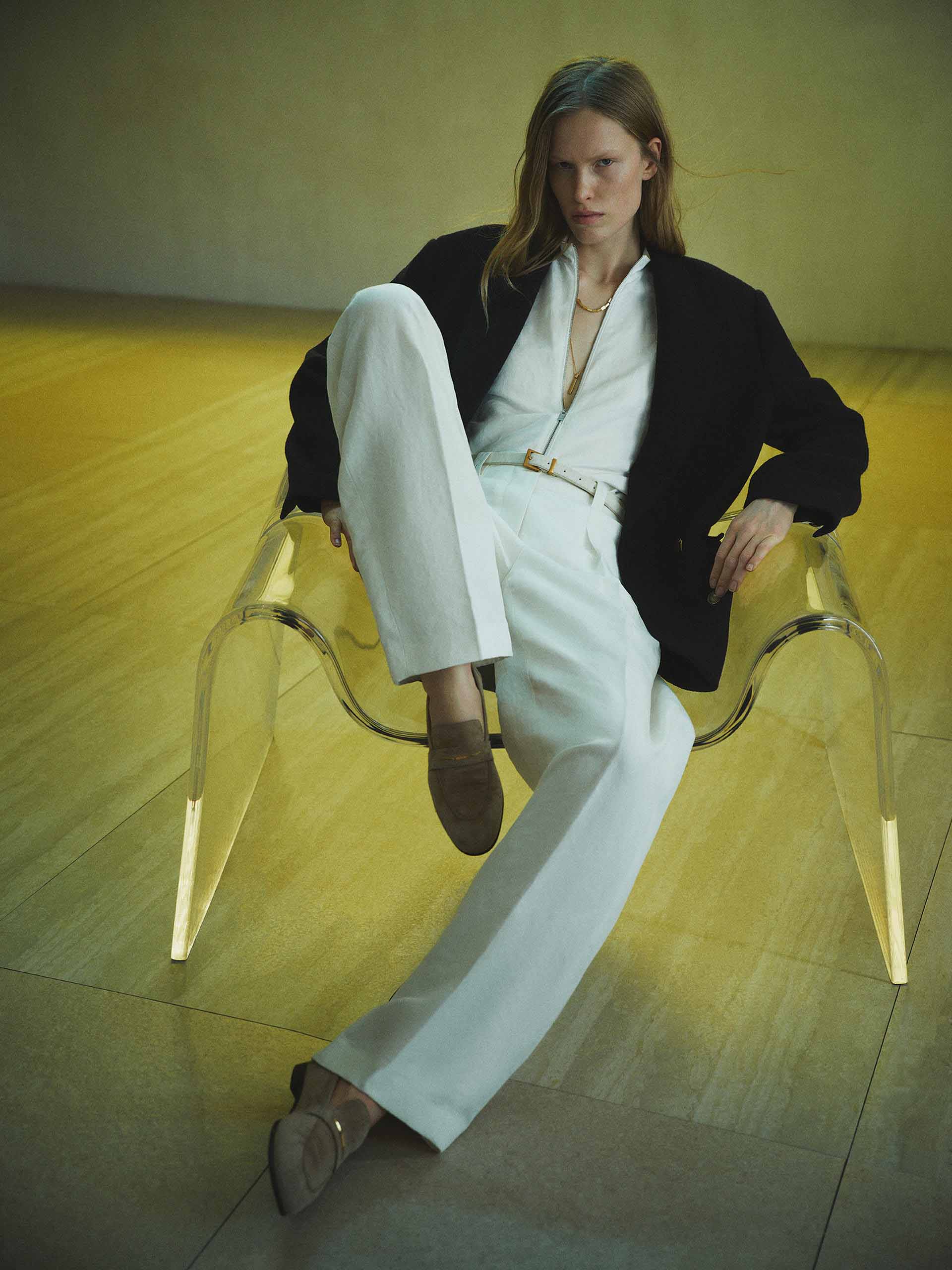 Linen Blend Jumpsuit with Belt