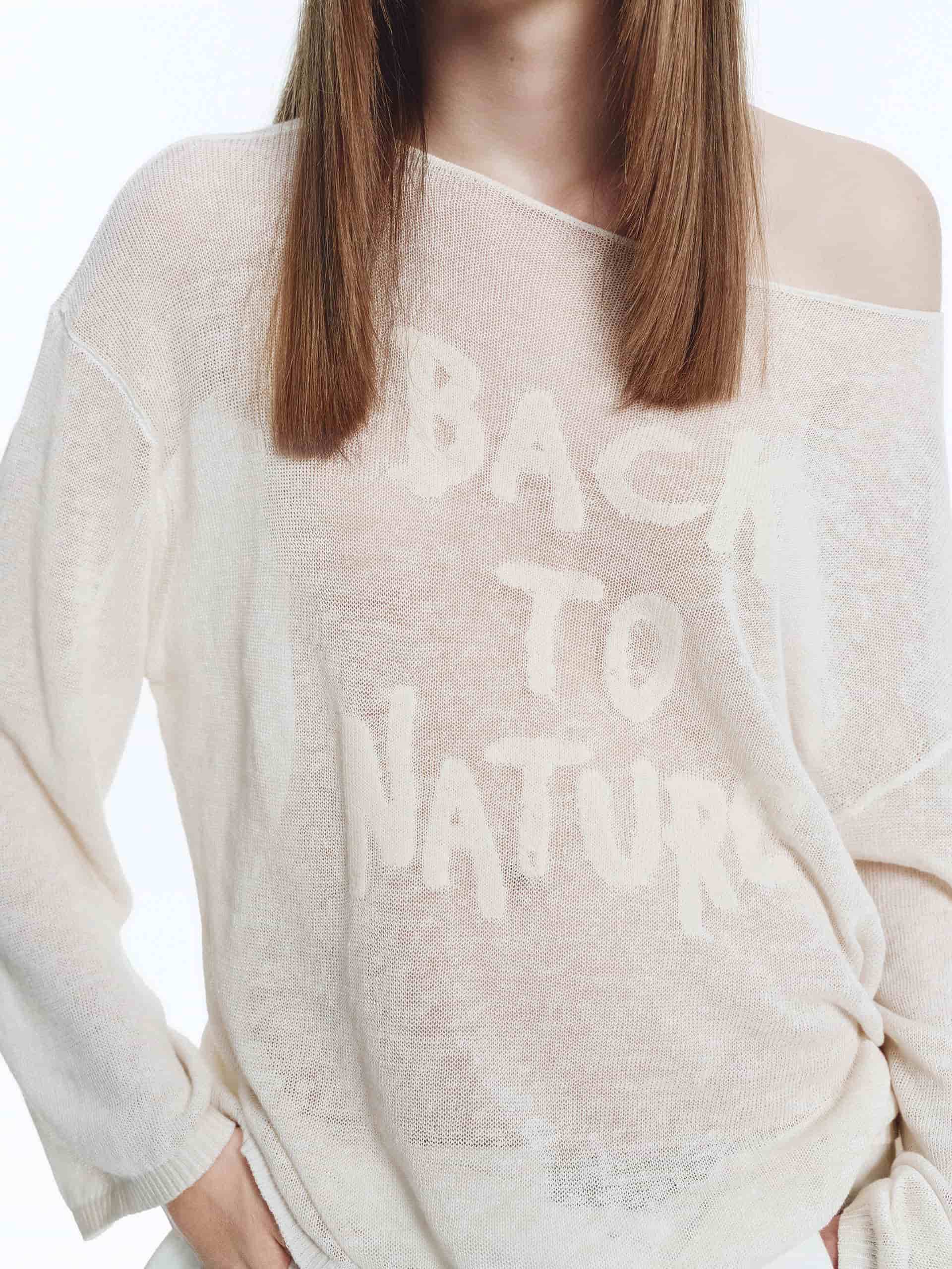 Linen Blend Letter Knit Top - Image 14