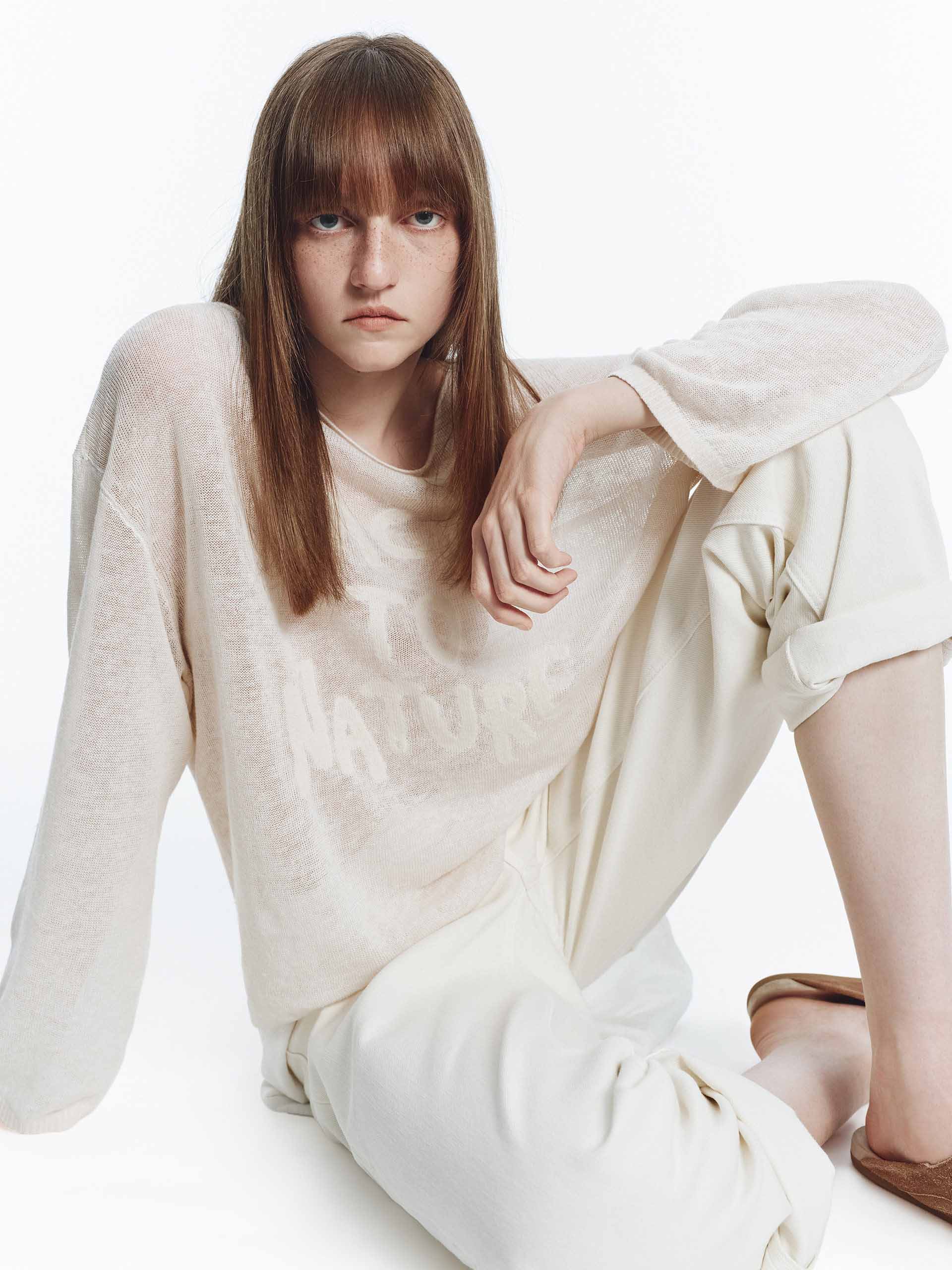 Linen Blend Letter Knit Top - Image 15