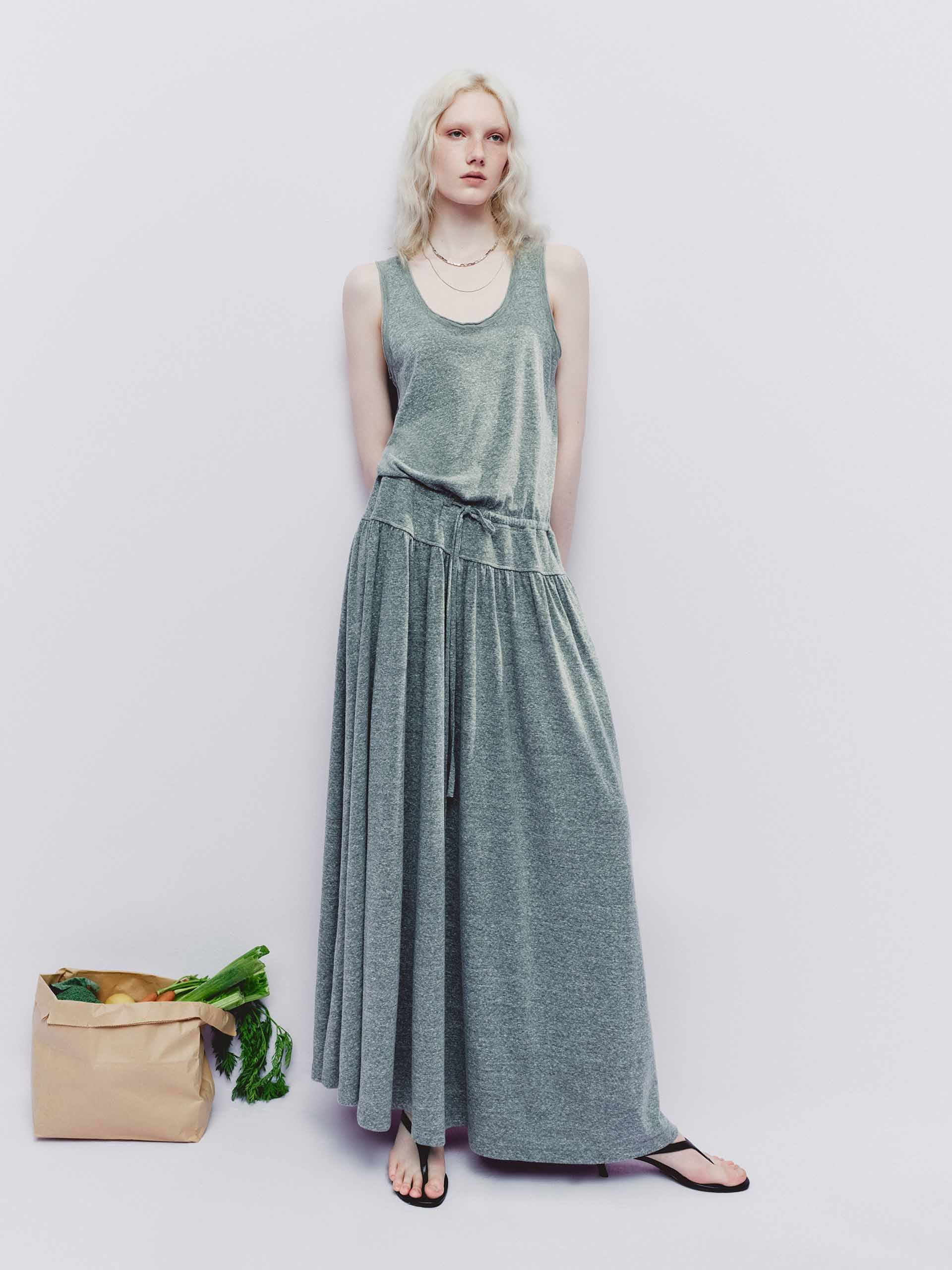 Linen Blend Maxi Tank Dress