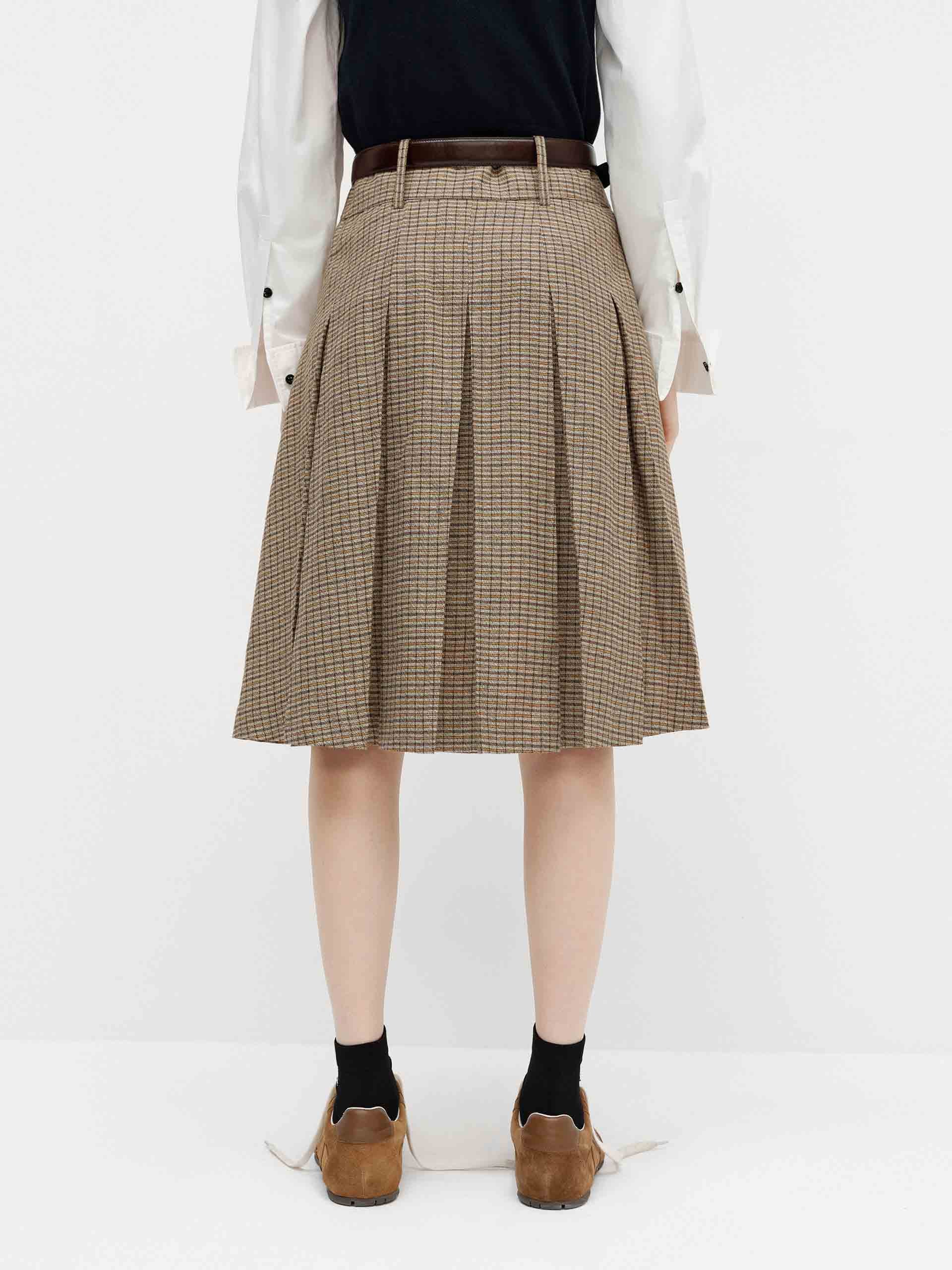 Linen Blend Pleated Skirt - Image 3