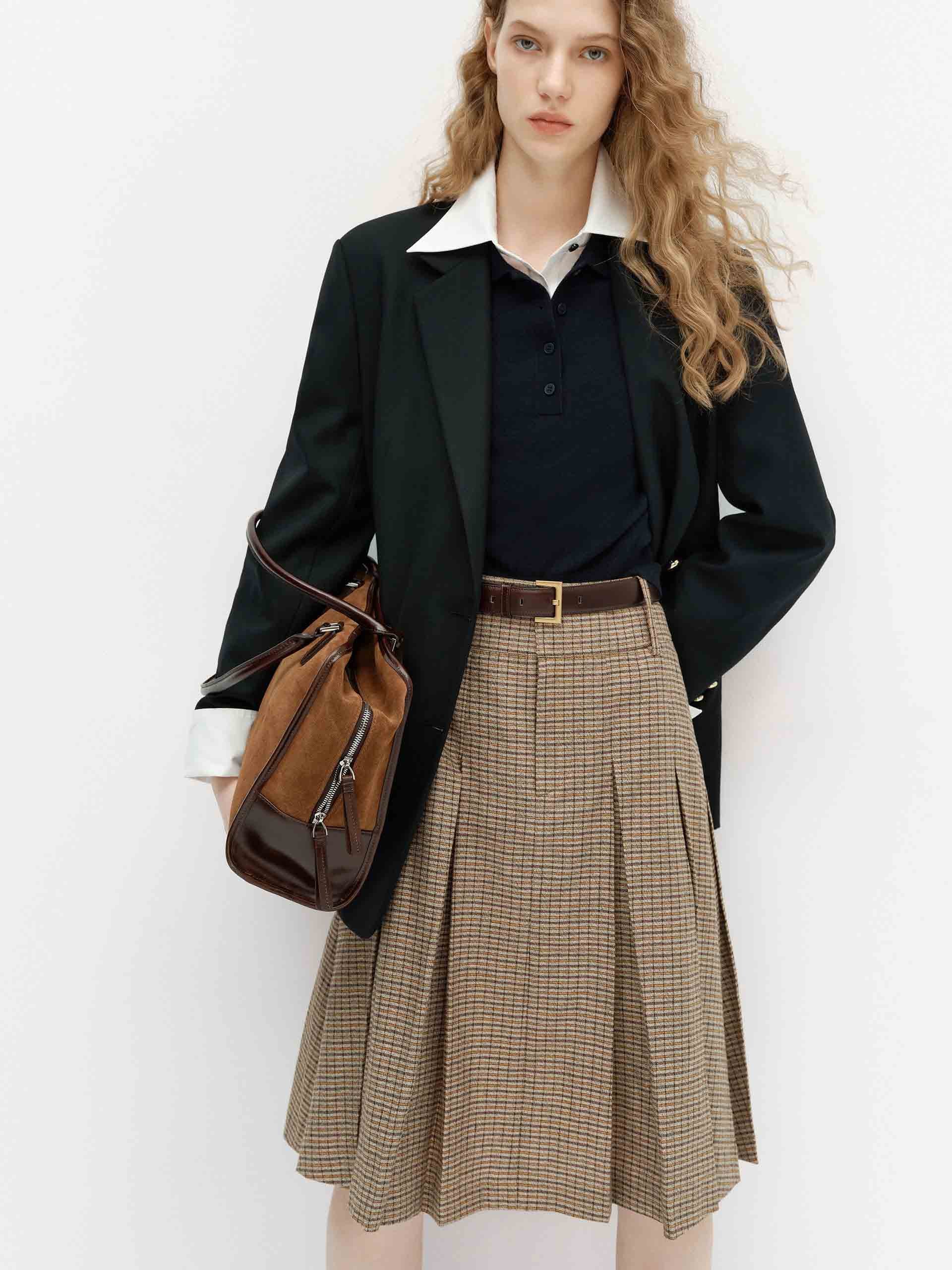 Linen Blend Pleated Skirt - Image 8