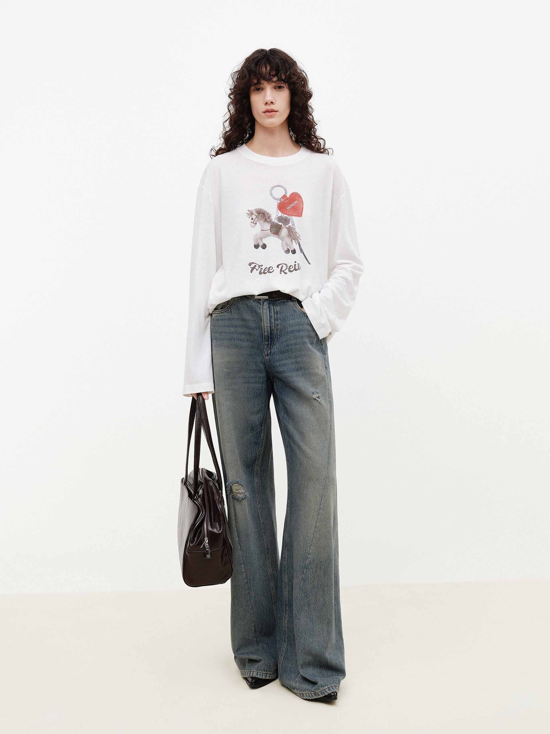 Linen Blend Print T-shirt - Image 2